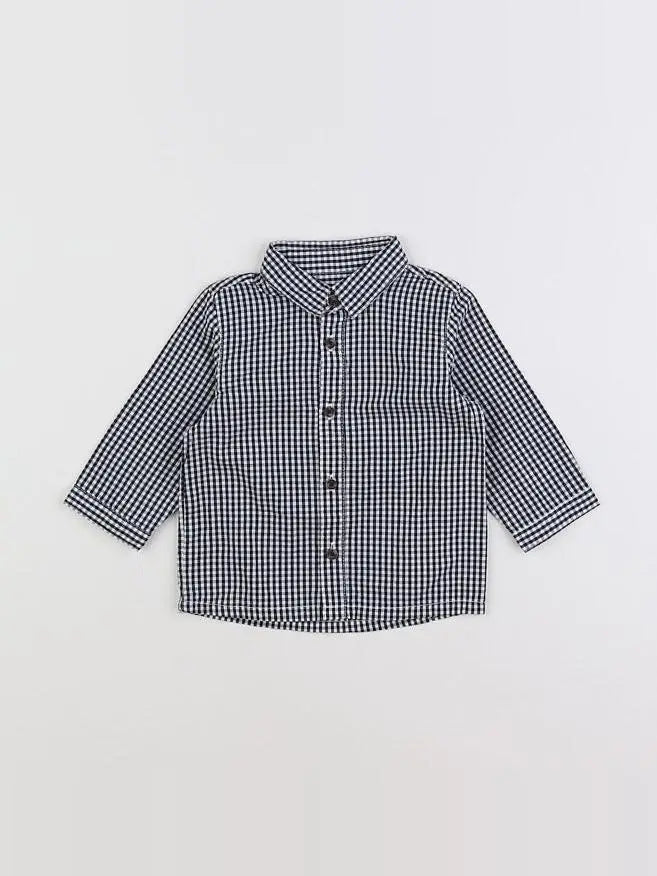 Vertbaudet - chemise blanc, noir - 6 mois