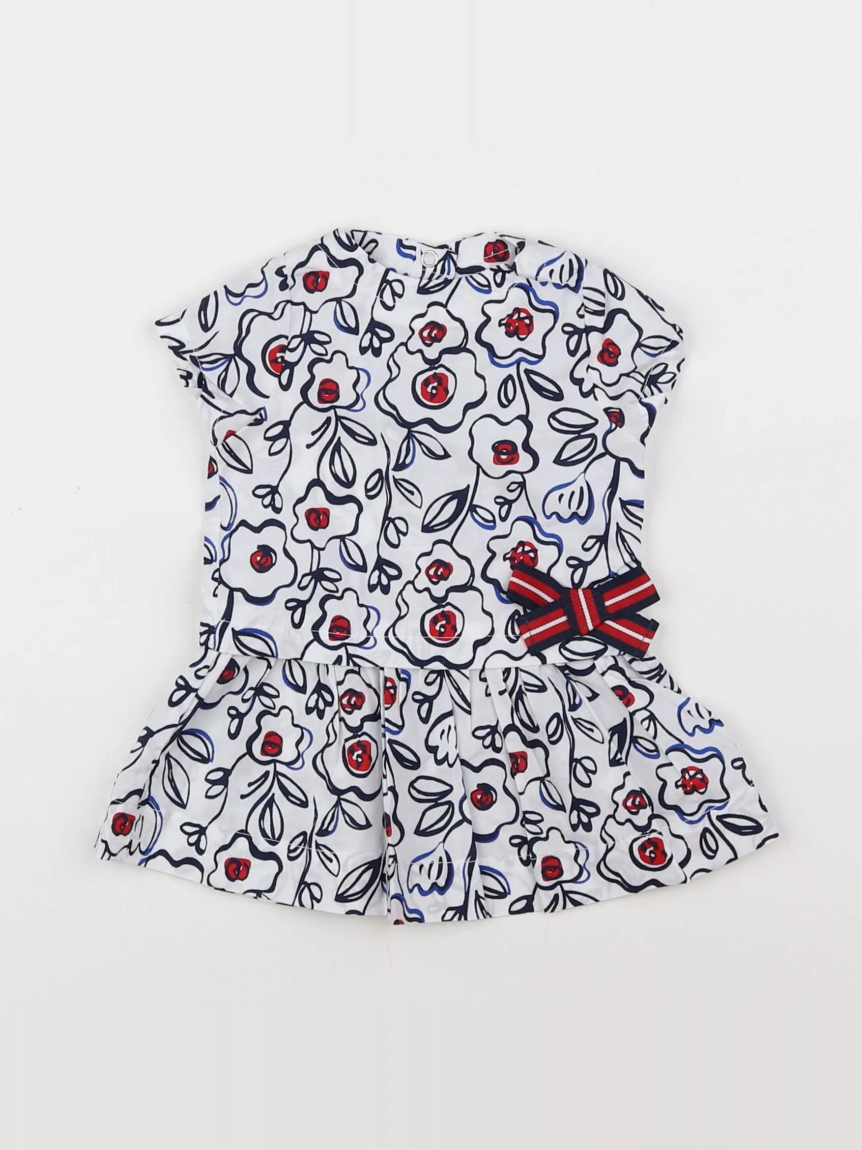Petit Bateau - robe blanc, bleu - 3 mois