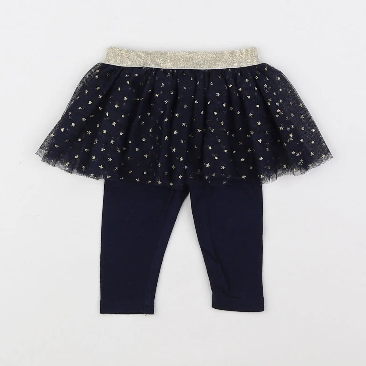 Vertbaudet - legging bleu, or - 3 mois
