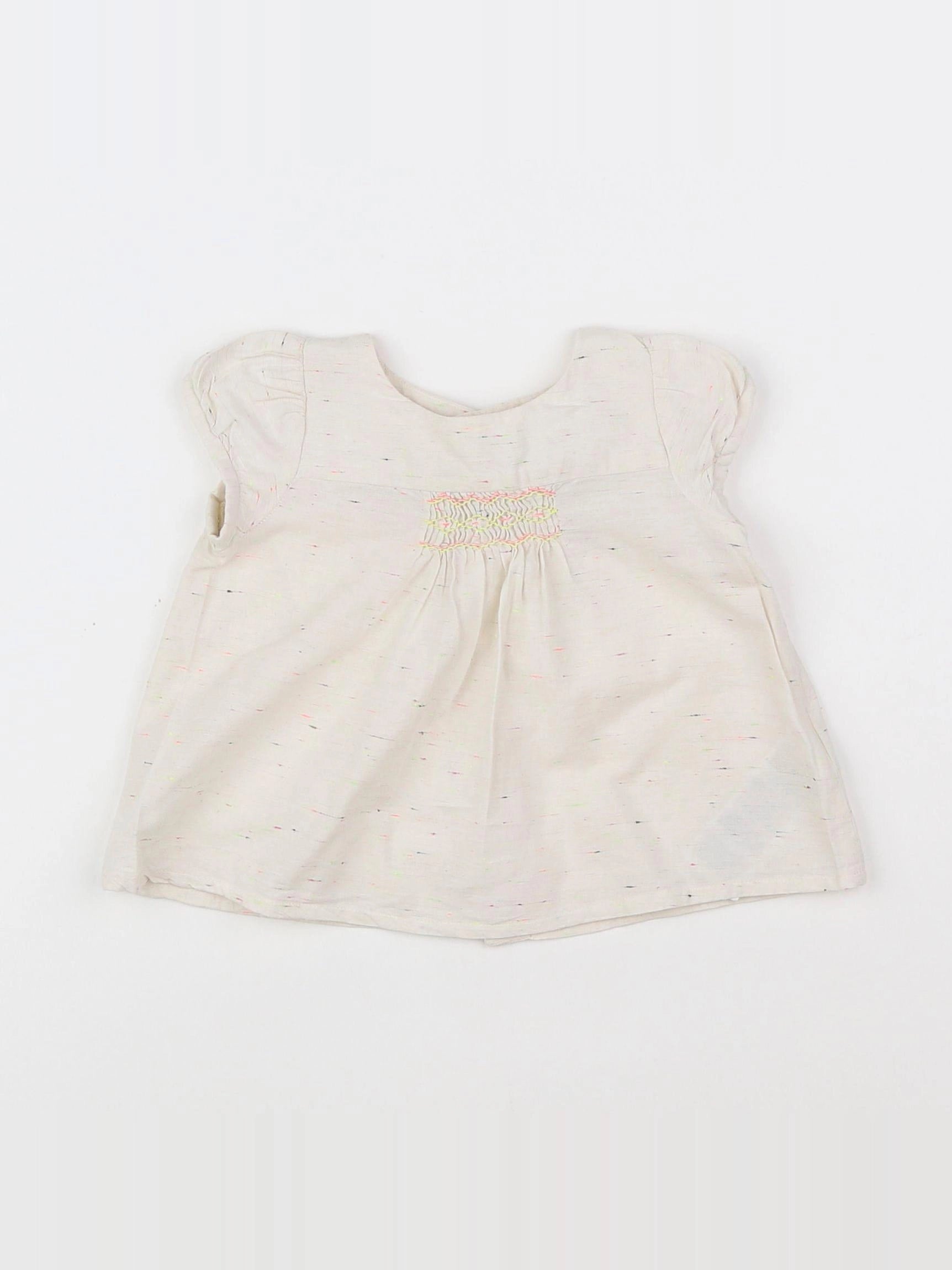 Bonpoint - blouse beige, rose, orange - 6 mois