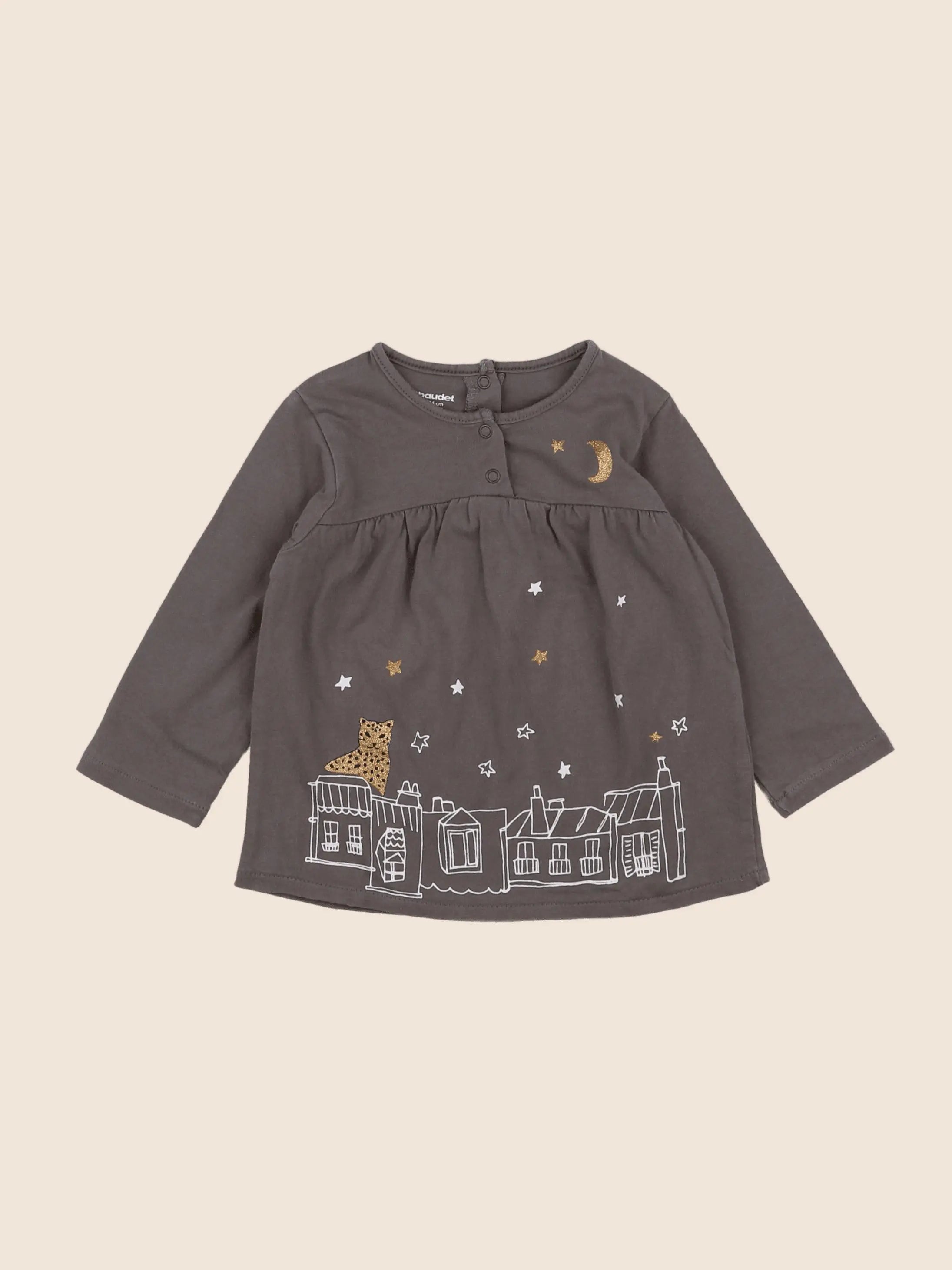 Vertbaudet - tee-shirt taupe - 12 mois