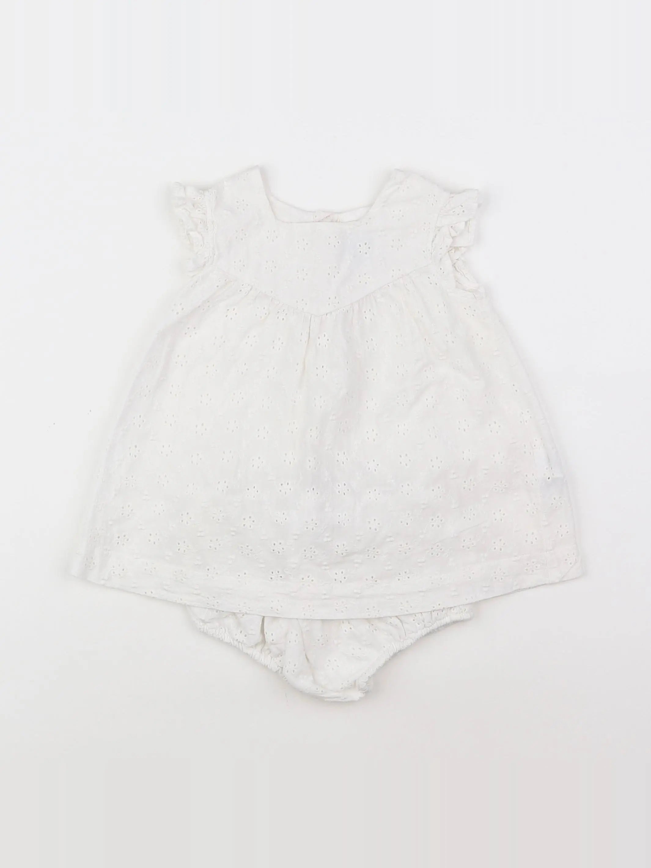 Petit Bateau - robe blanc - 6 mois