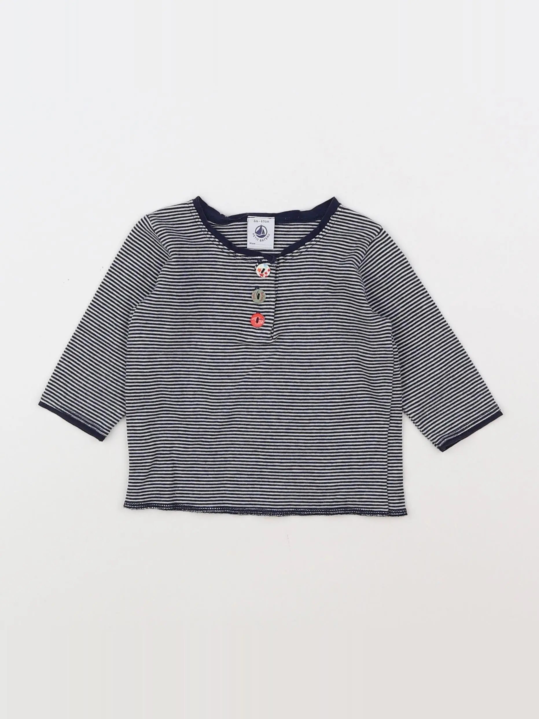 Petit Bateau - tee-shirt bleu, blanc - 6 mois