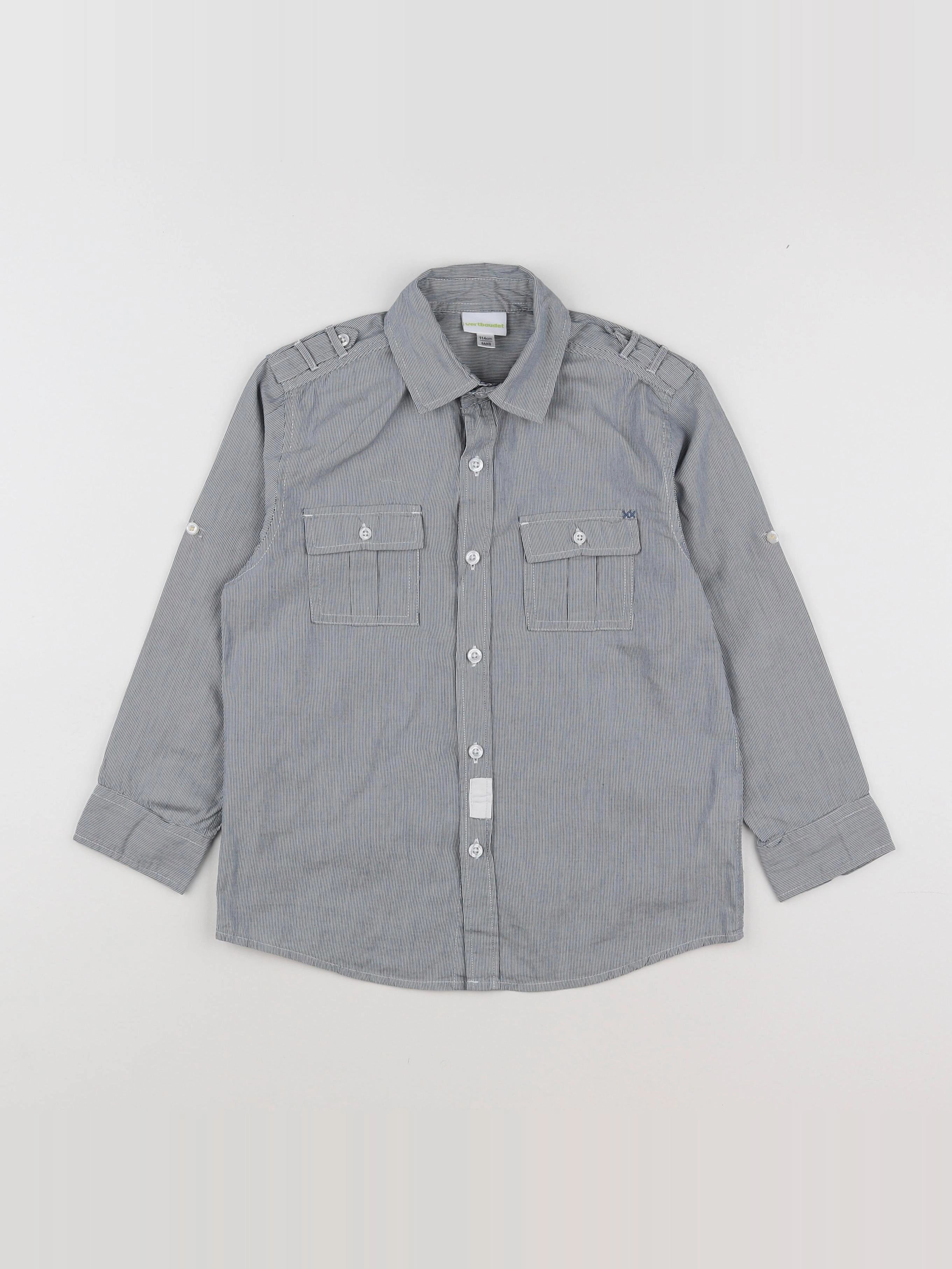Vertbaudet - chemise blanc, gris - 6 ans