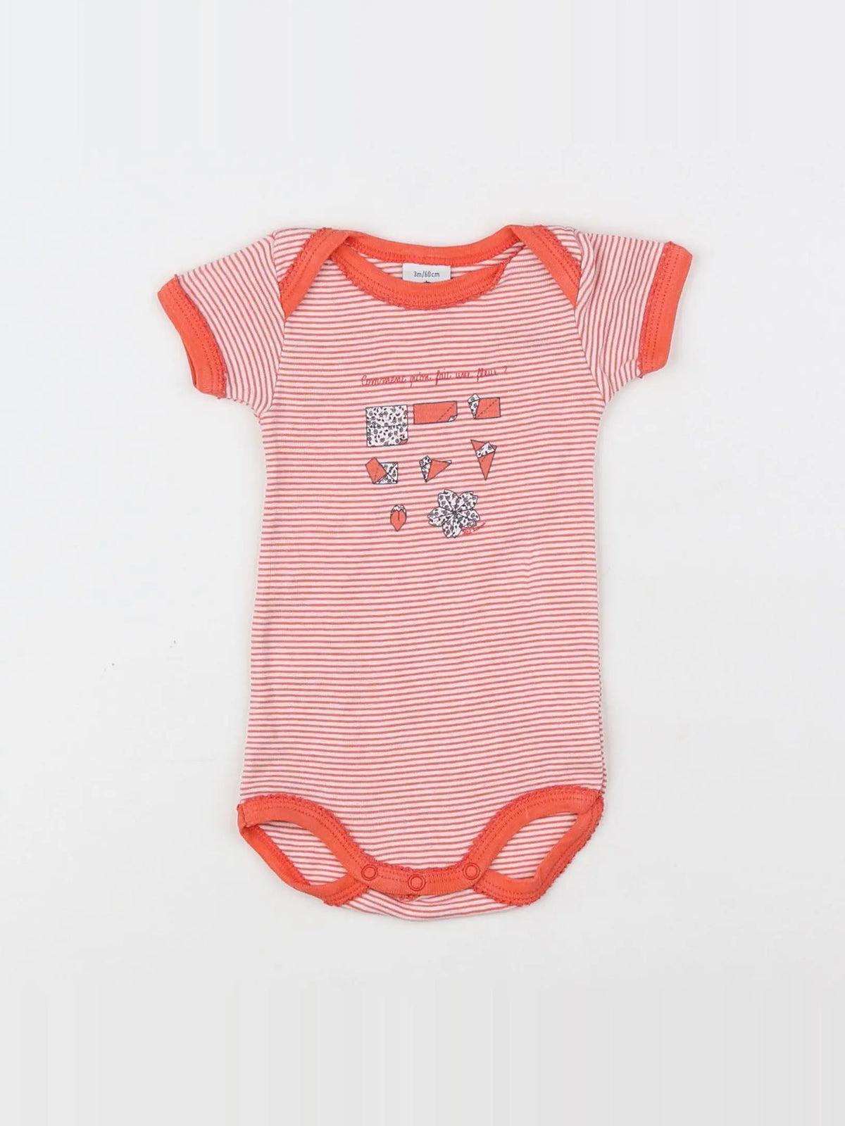 Petit Bateau - body orange - 3 mois