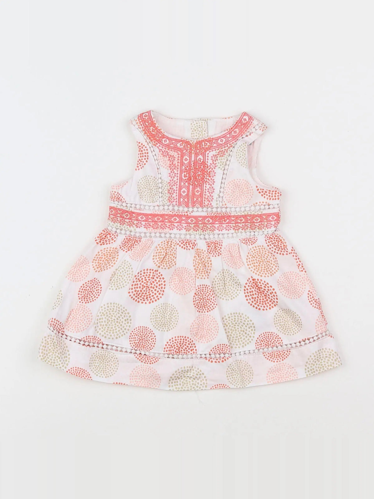 Vertbaudet - robe blanc, rose, rouge - 3 mois