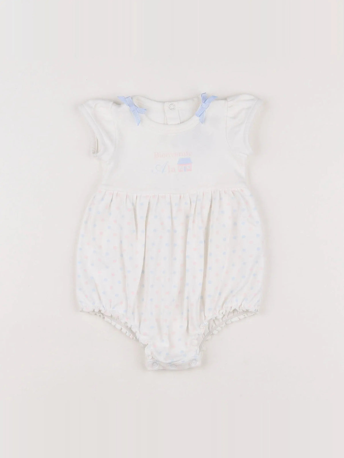Jacadi - combinaison blanc, bleu, rose - 6 mois