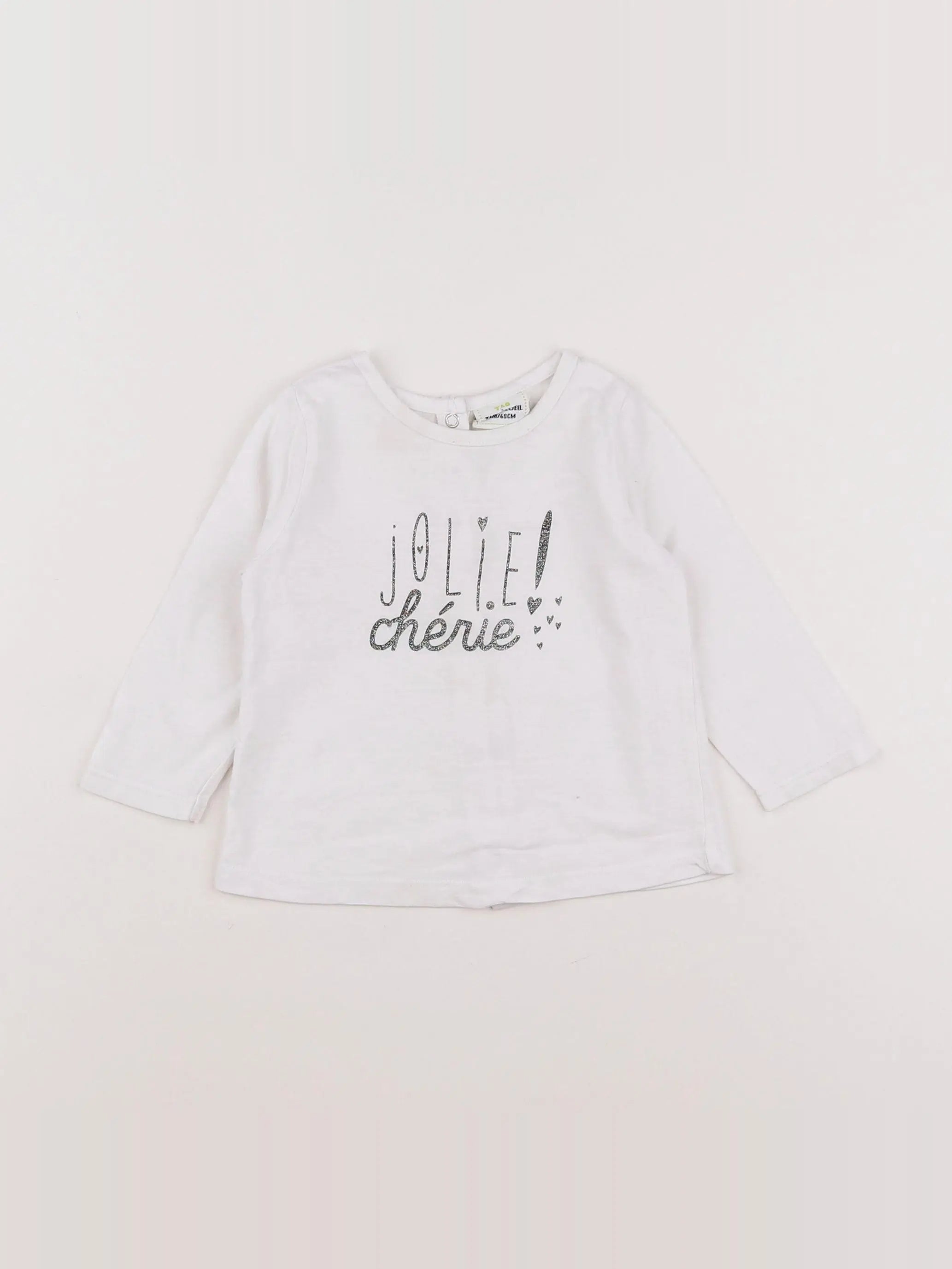Tape à l'oeil - tee-shirt blanc, gris - 6 mois