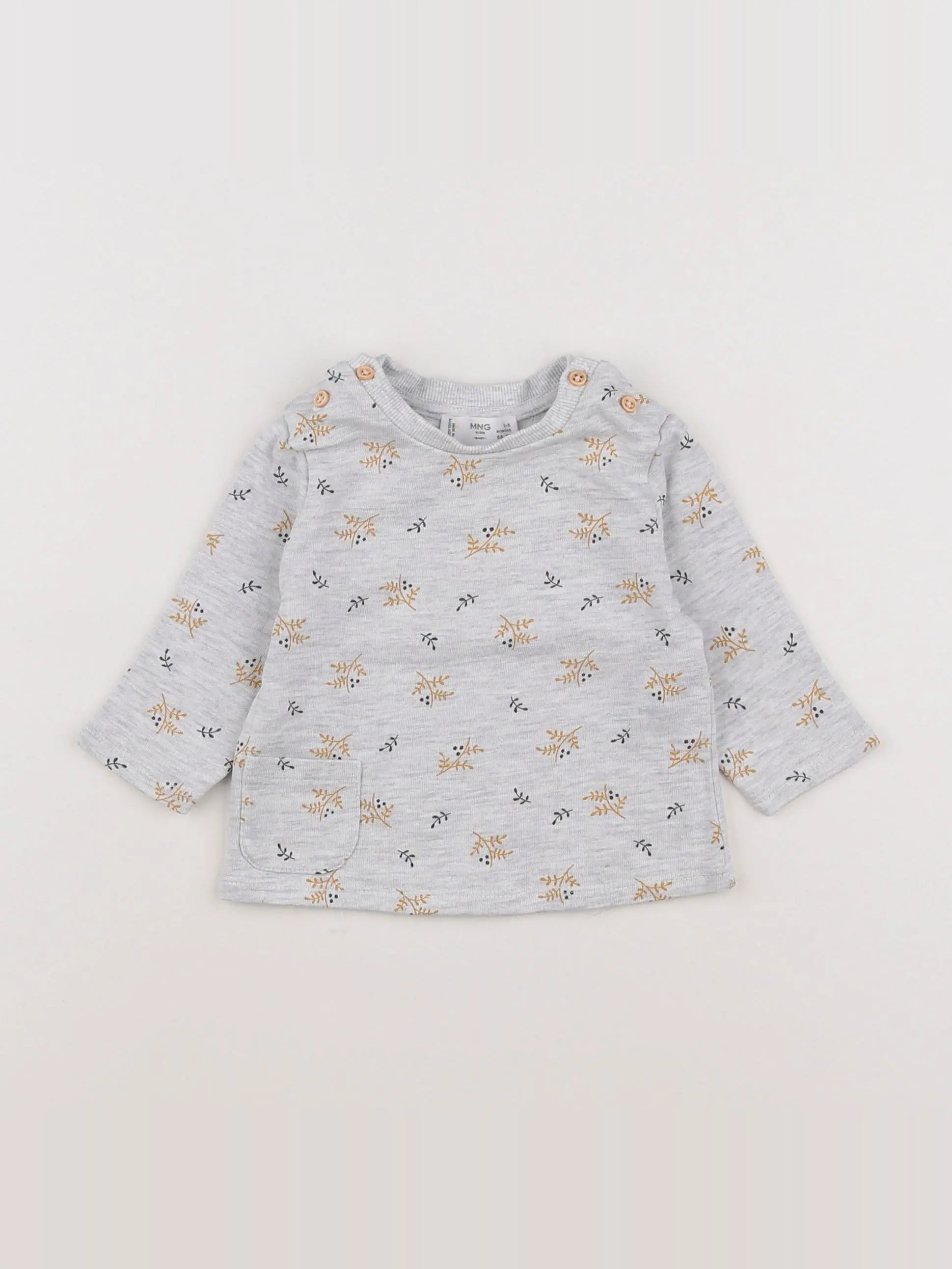 Mango - sweat gris - 3/6 mois