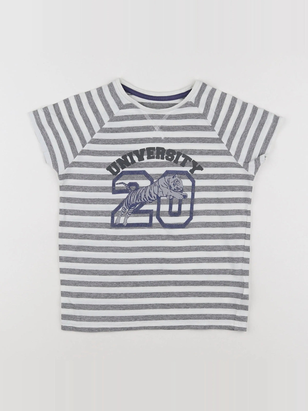 Vertbaudet - tee-shirt blanc, gris - 8 ans