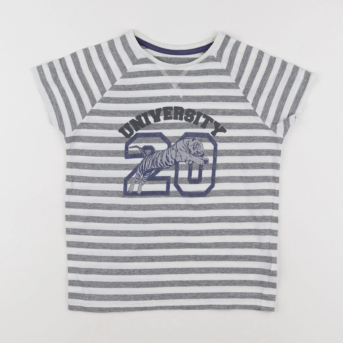 Vertbaudet - tee-shirt blanc, gris - 8 ans