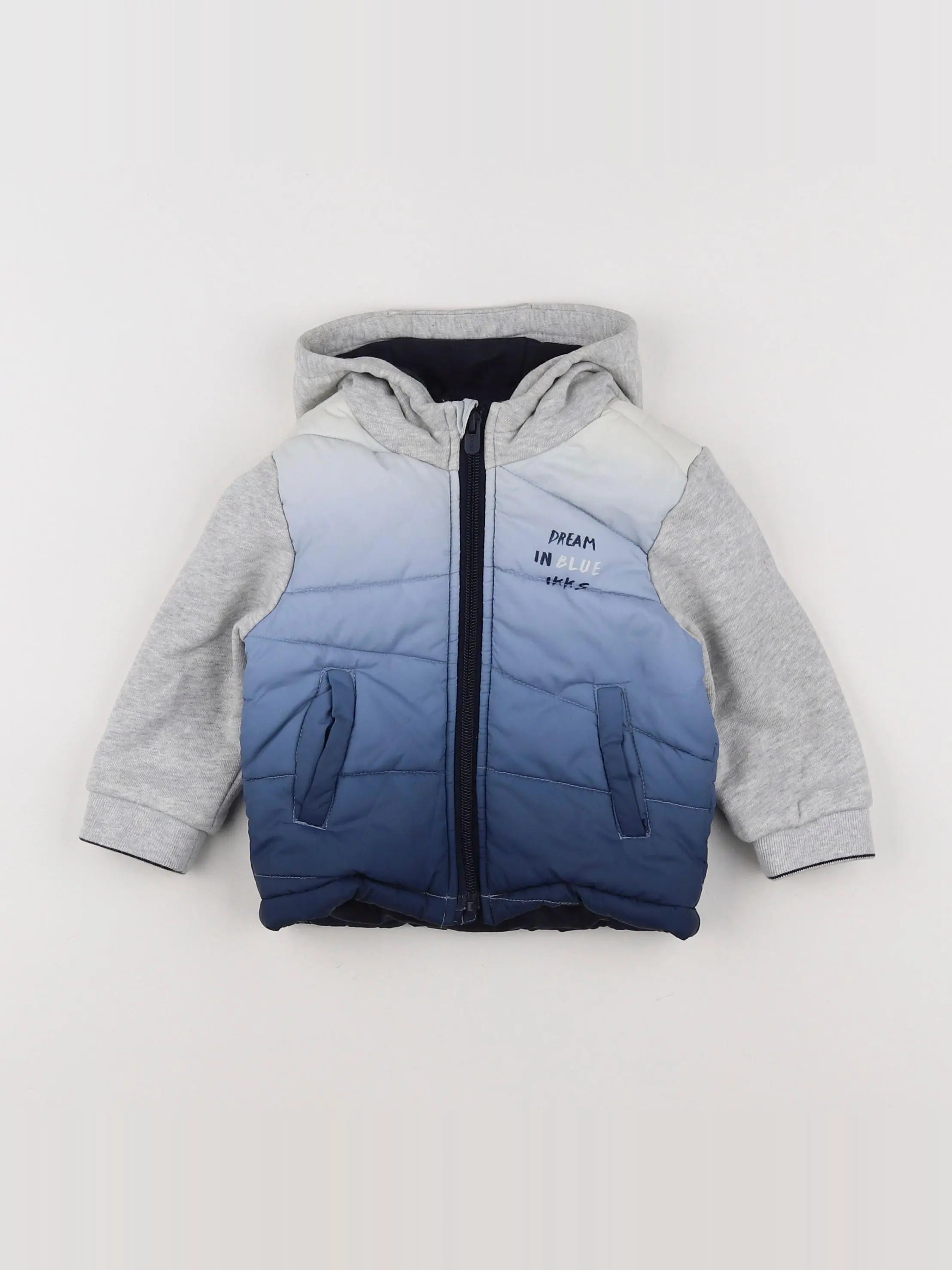 IKKS - veste bleu, gris - 12 mois