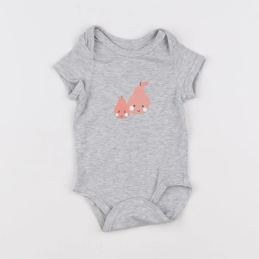 Vertbaudet - body gris, rose - 3 mois