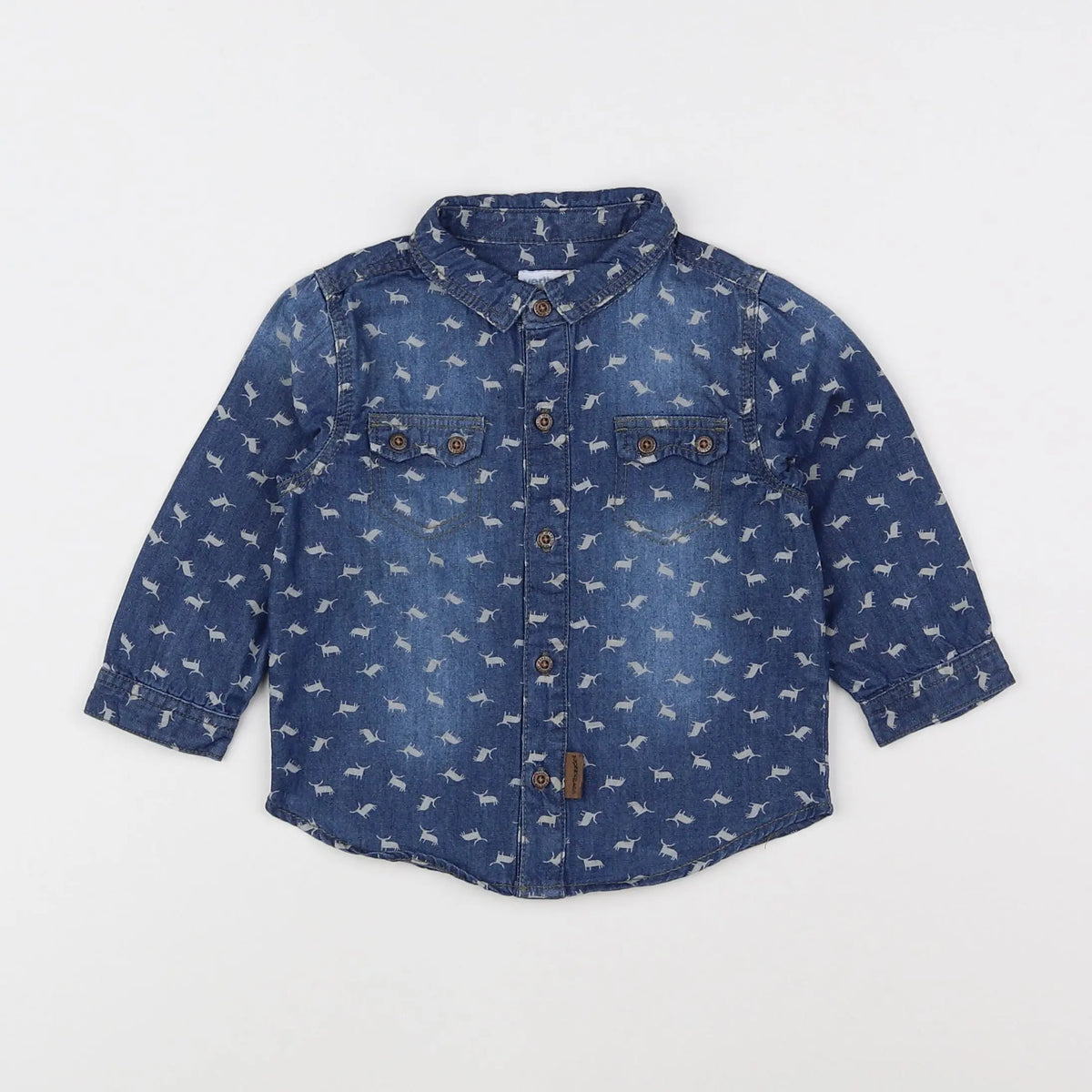 Vertbaudet - chemise bleu - 12 mois