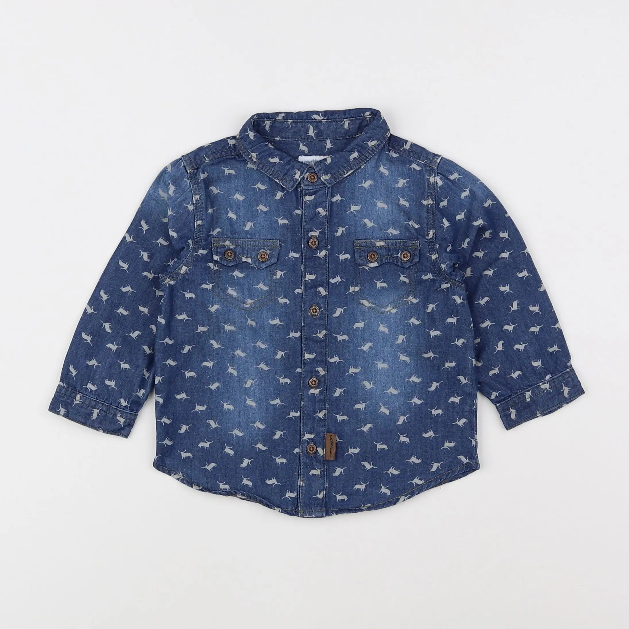 Vertbaudet - chemise bleu - 12 mois