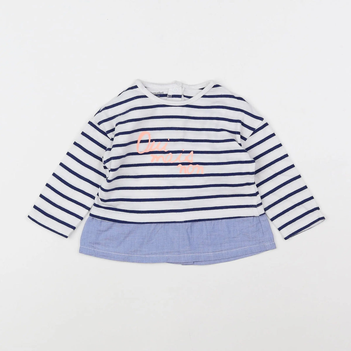 Vertbaudet - tee-shirt bleu, blanc - 9 mois