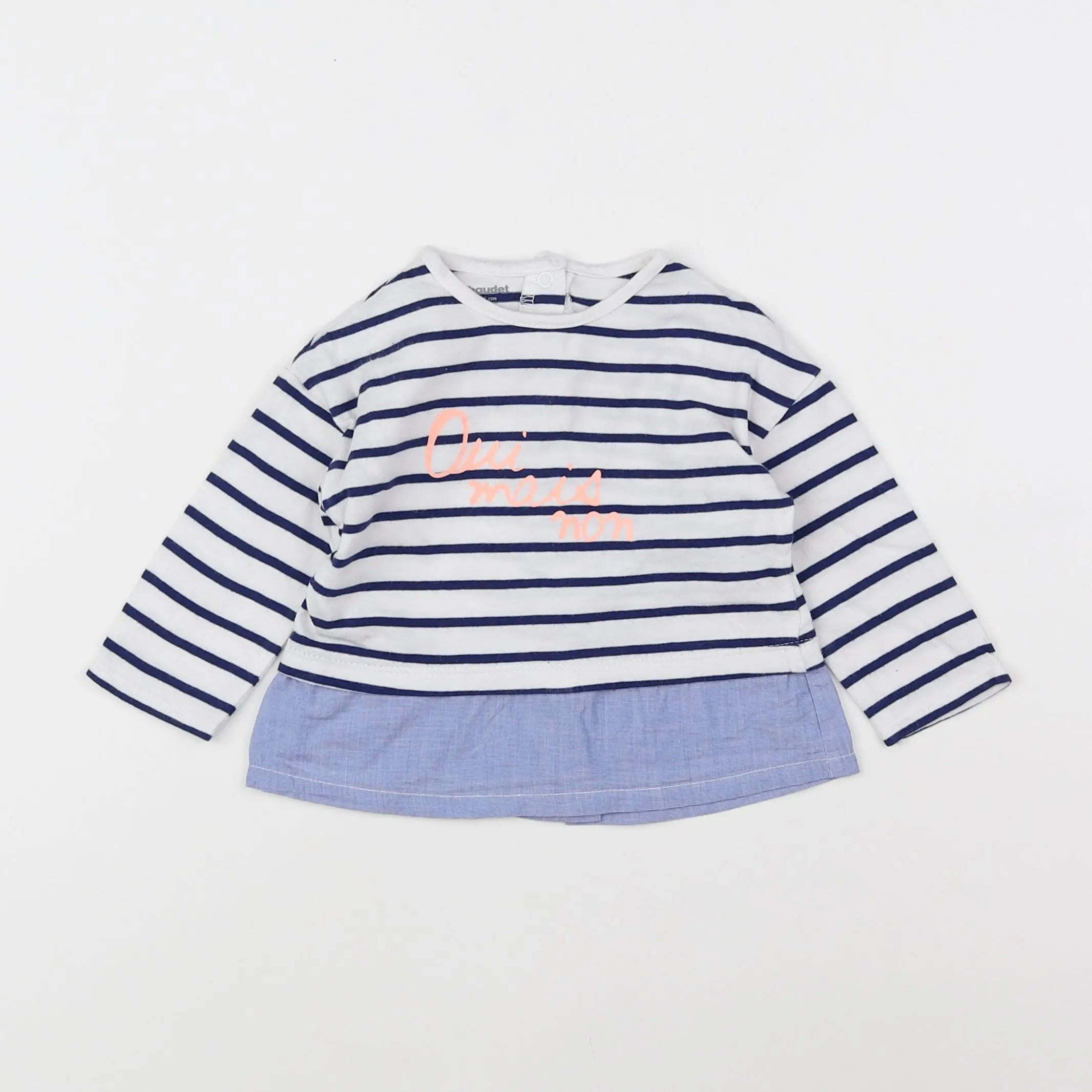 Vertbaudet - tee-shirt bleu, blanc - 12 mois