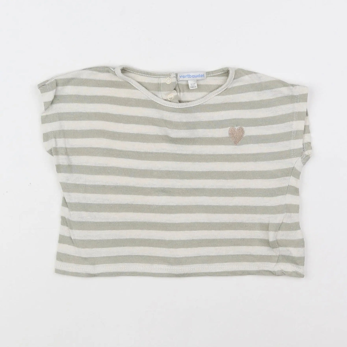 Vertbaudet - tee-shirt blanc, vert - 18 mois