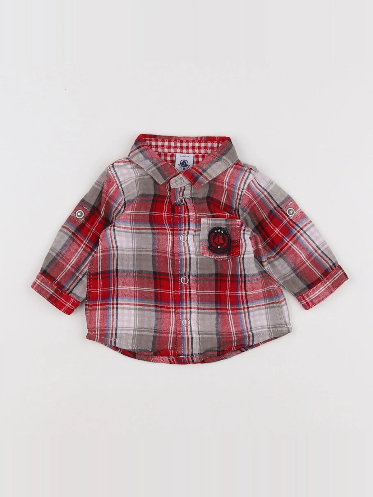 Petit Bateau - chemise rouge - 3 mois