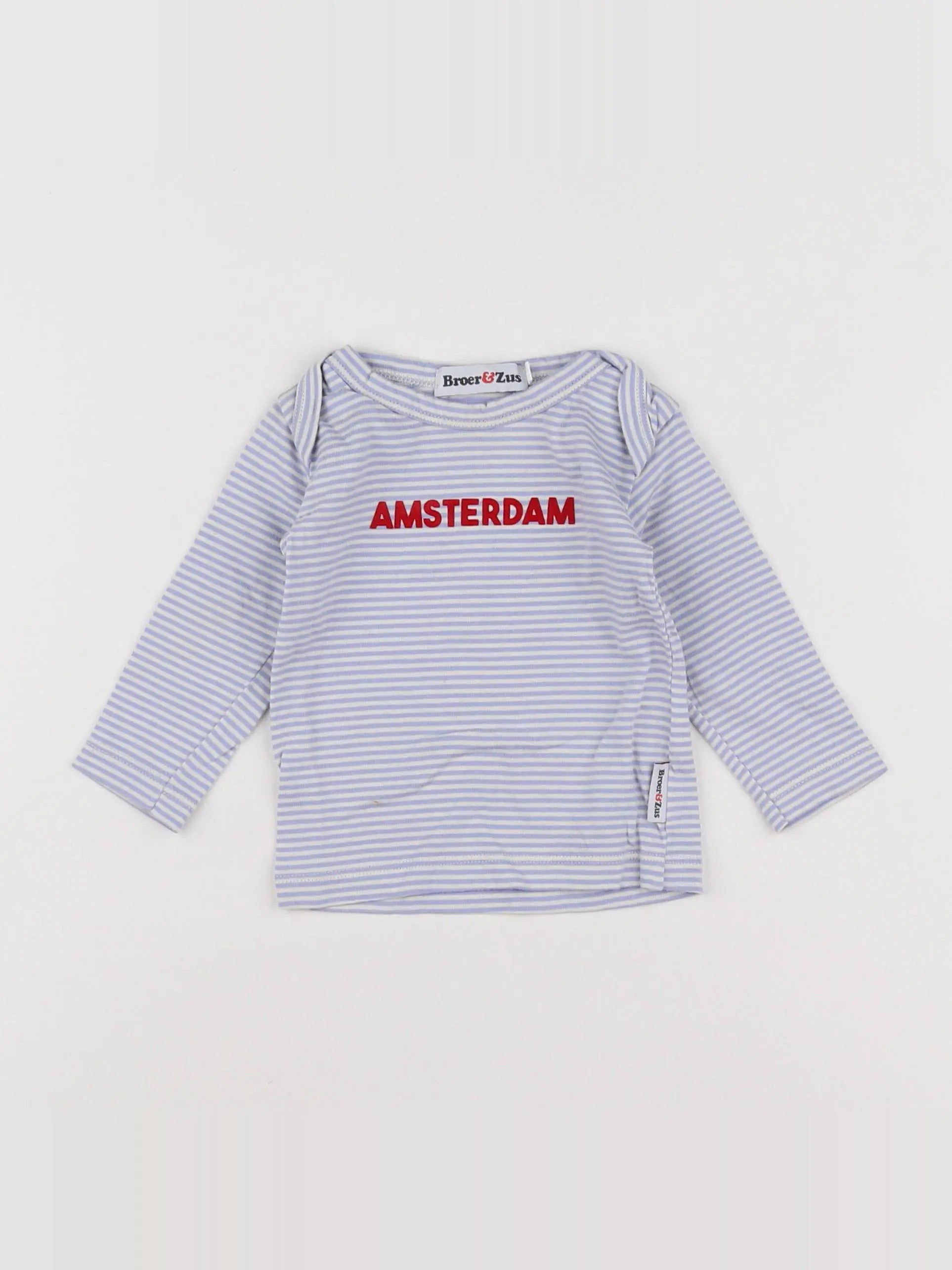 Broer & Zus - maillot de corps bleu - 12 mois