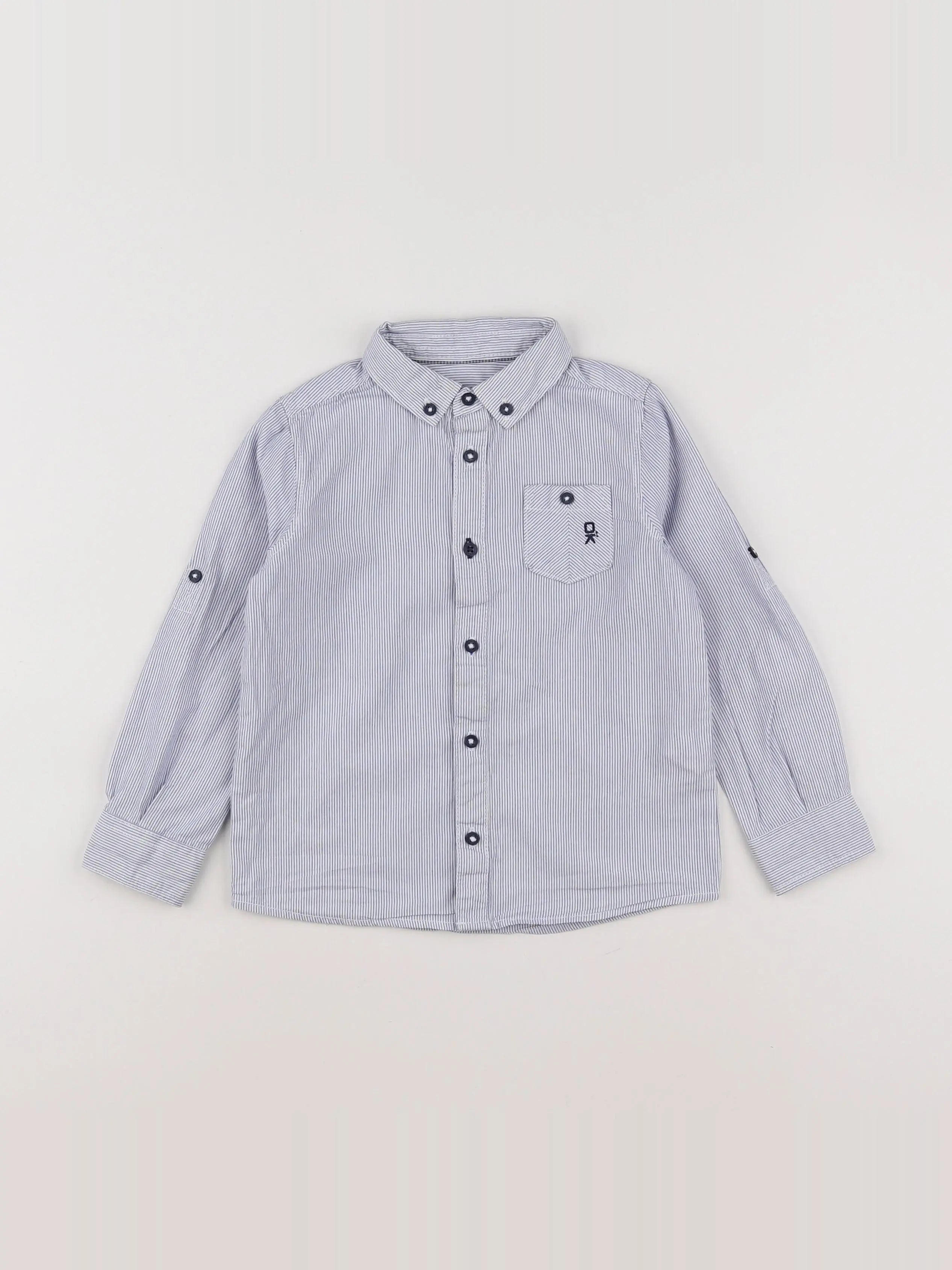 Okaidi - chemise bleu, blanc - 3 ans