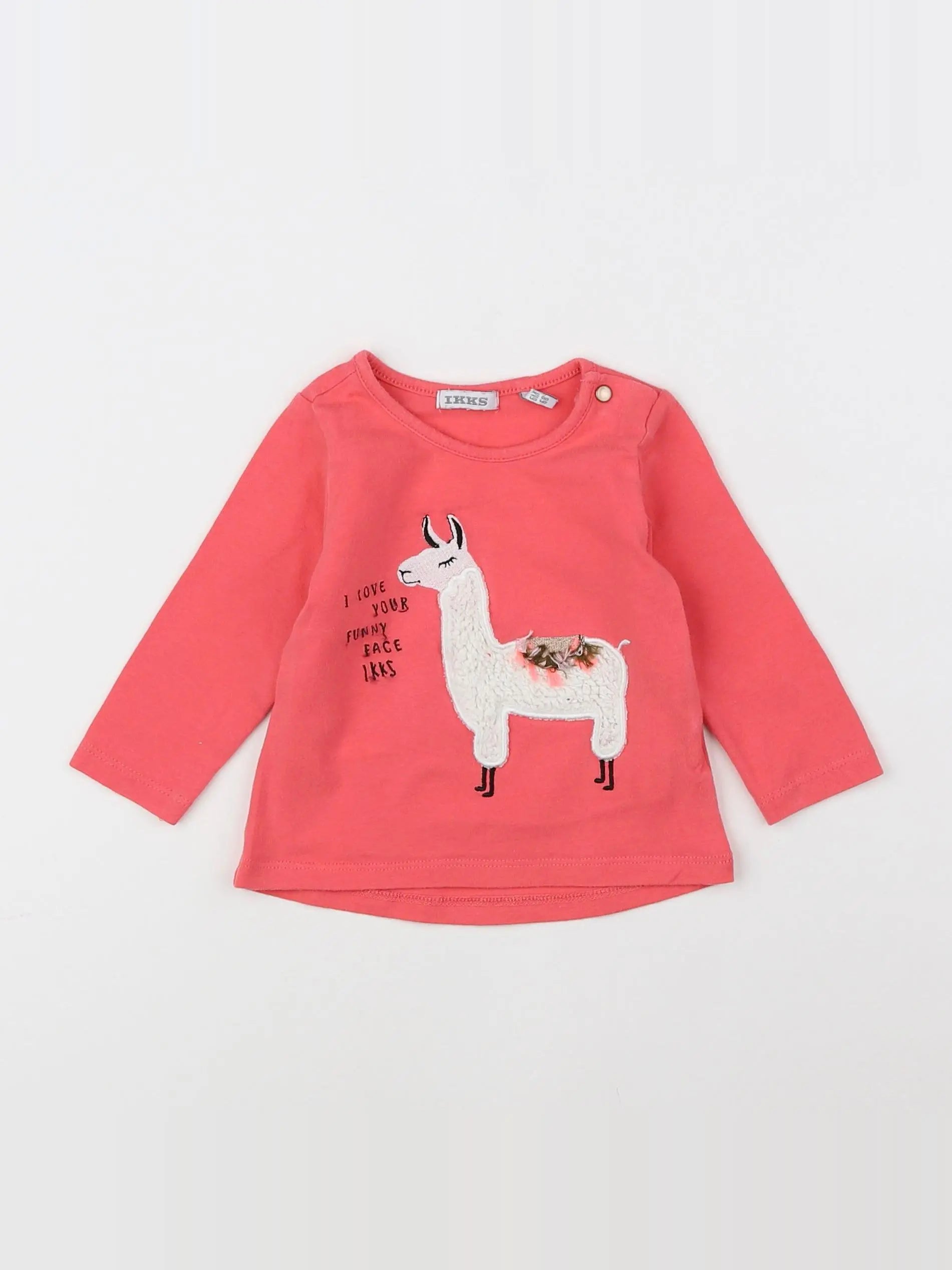 IKKS - tee-shirt rose, blanc - 6 mois
