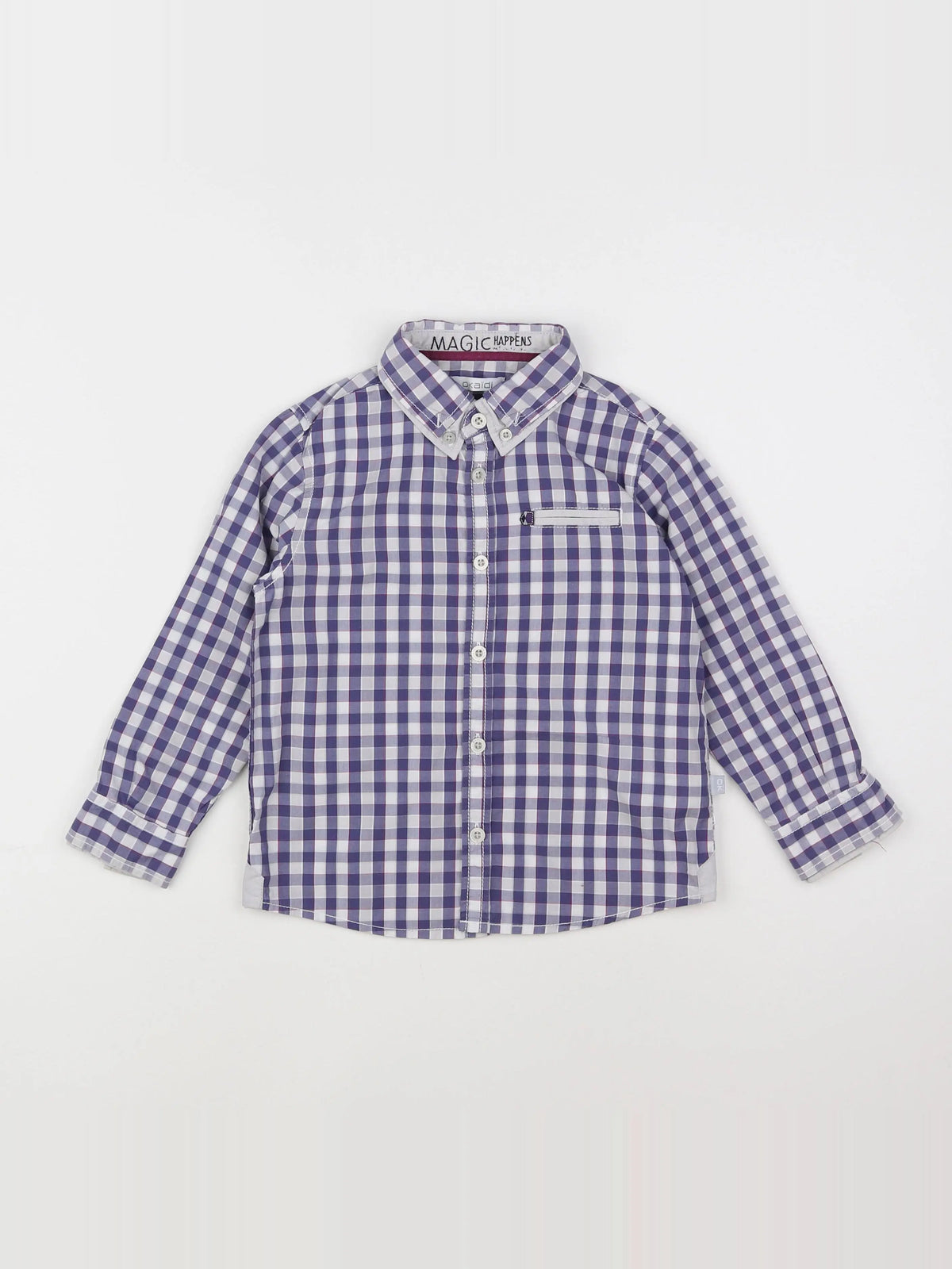 Okaidi - chemise bleu, blanc - 4 ans