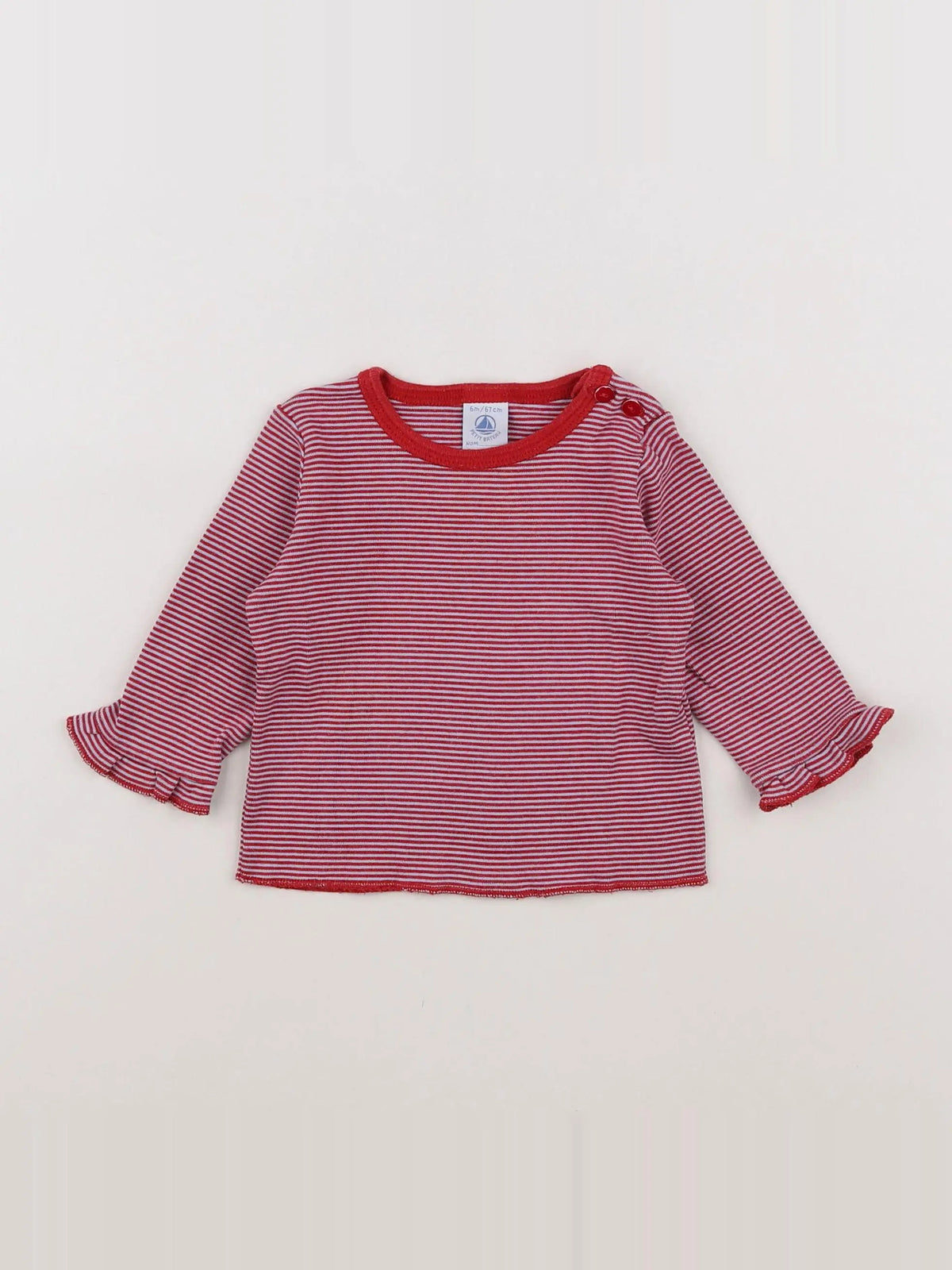 Petit Bateau - tee-shirt rouge, gris - 6 mois