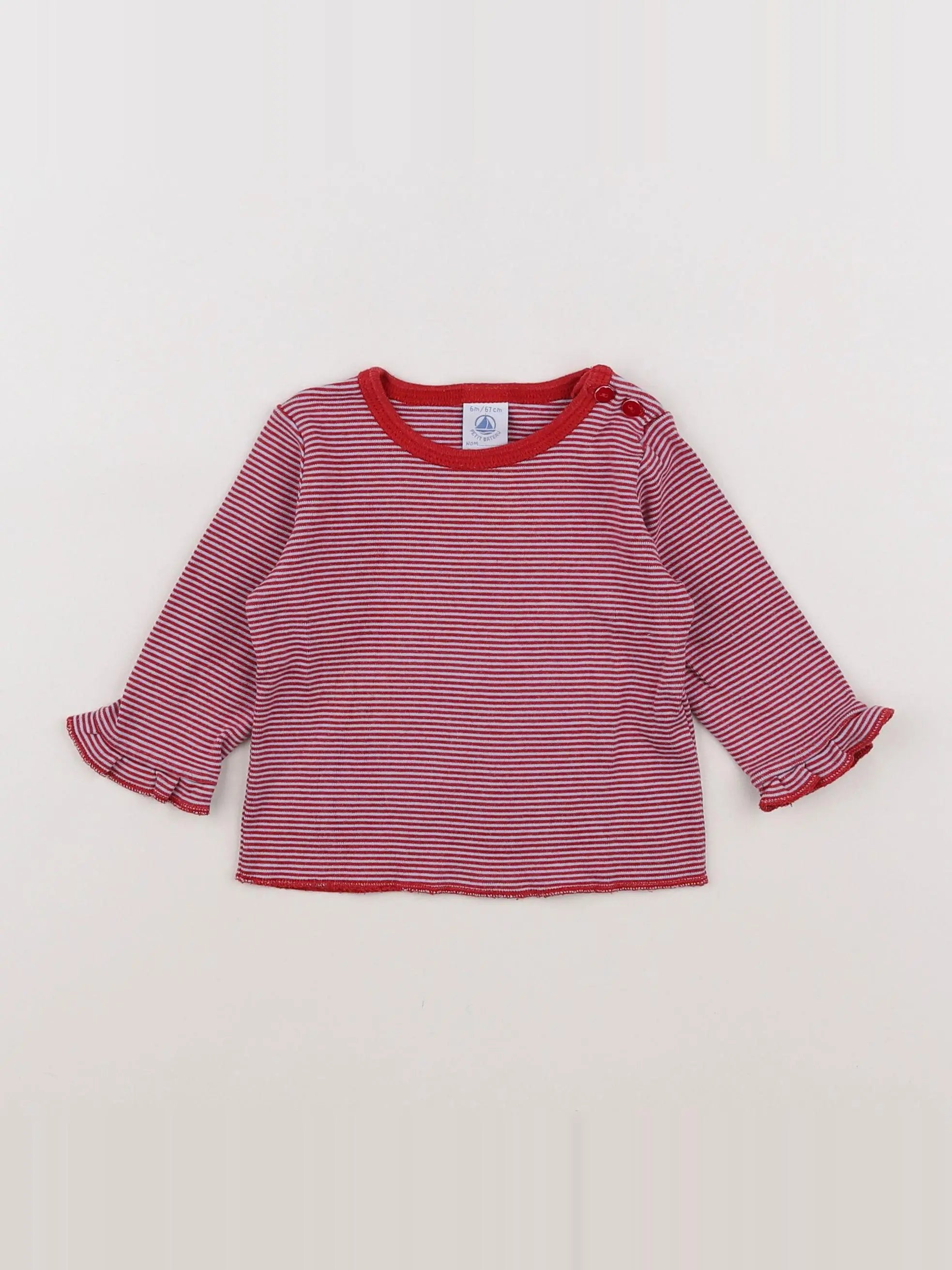 Petit Bateau - tee-shirt rouge, gris - 6 mois