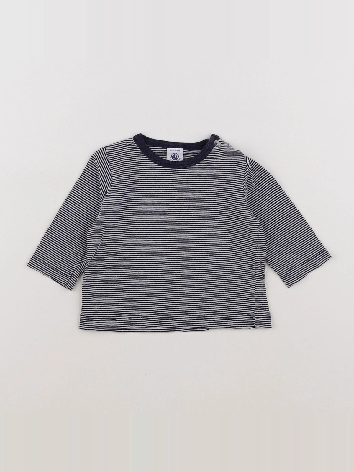 Petit Bateau - tee-shirt bleu, blanc - 6 mois