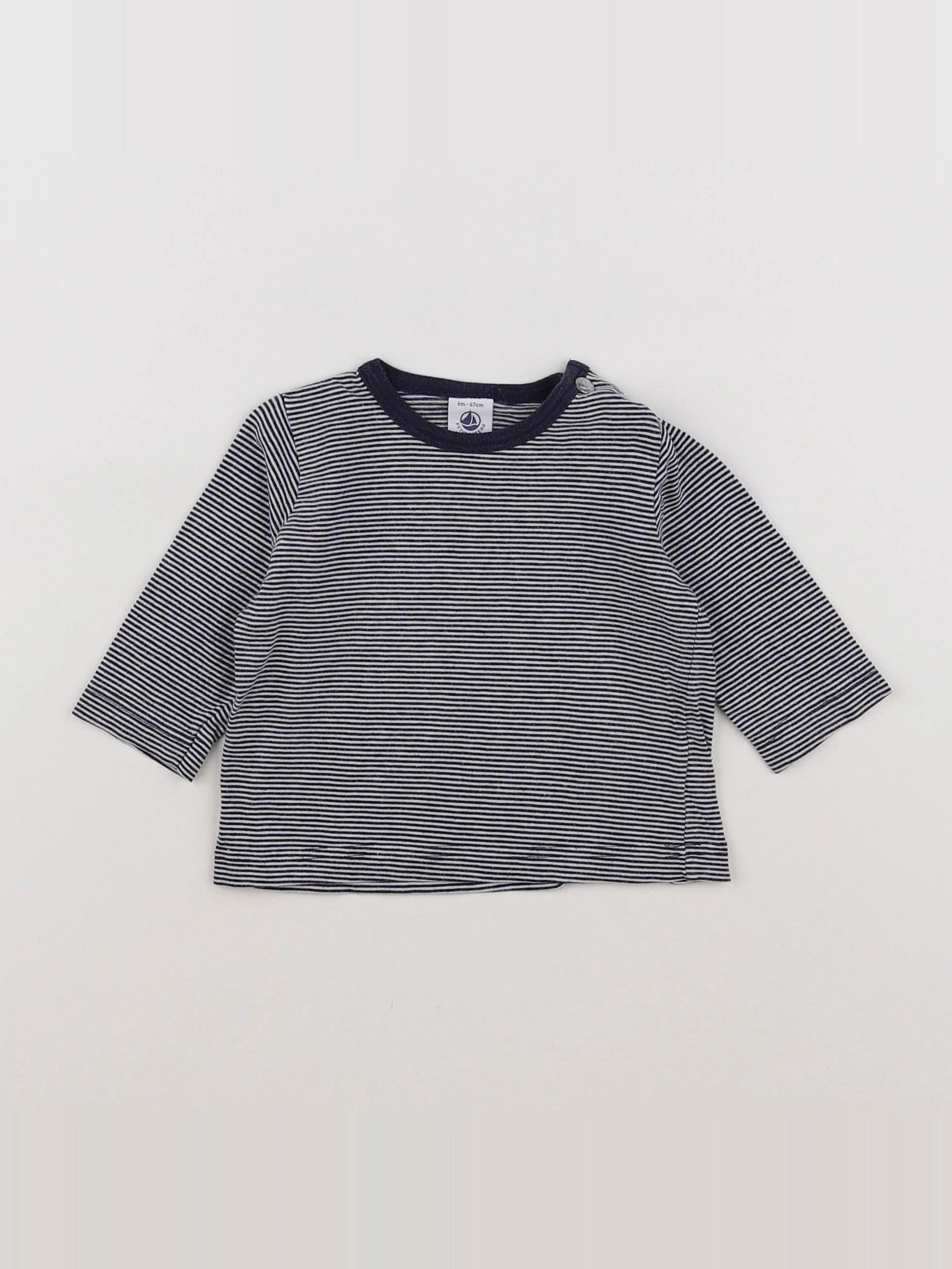 Petit Bateau - tee-shirt bleu, blanc - 6 mois