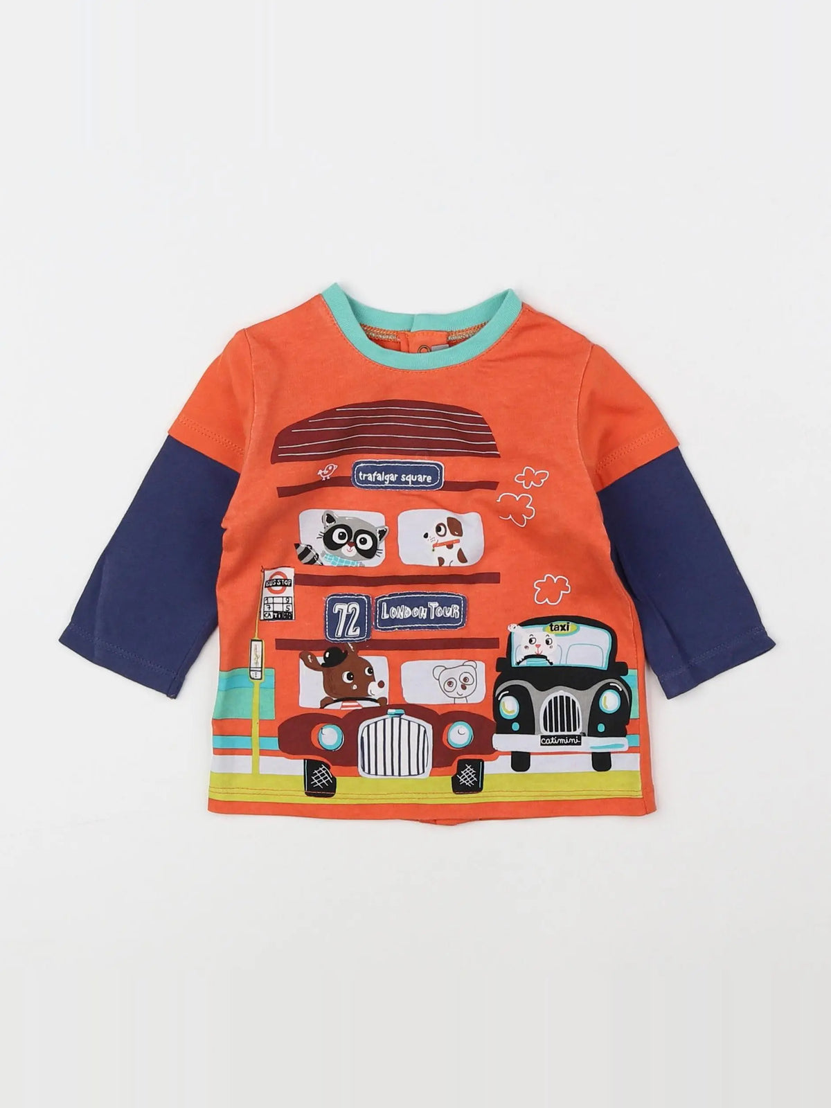 Catimini - tee-shirt bleu, orange - 6 mois