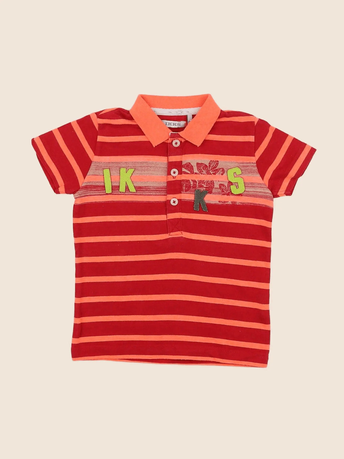 IKKS - polo rouge, orange fluo - 12 mois