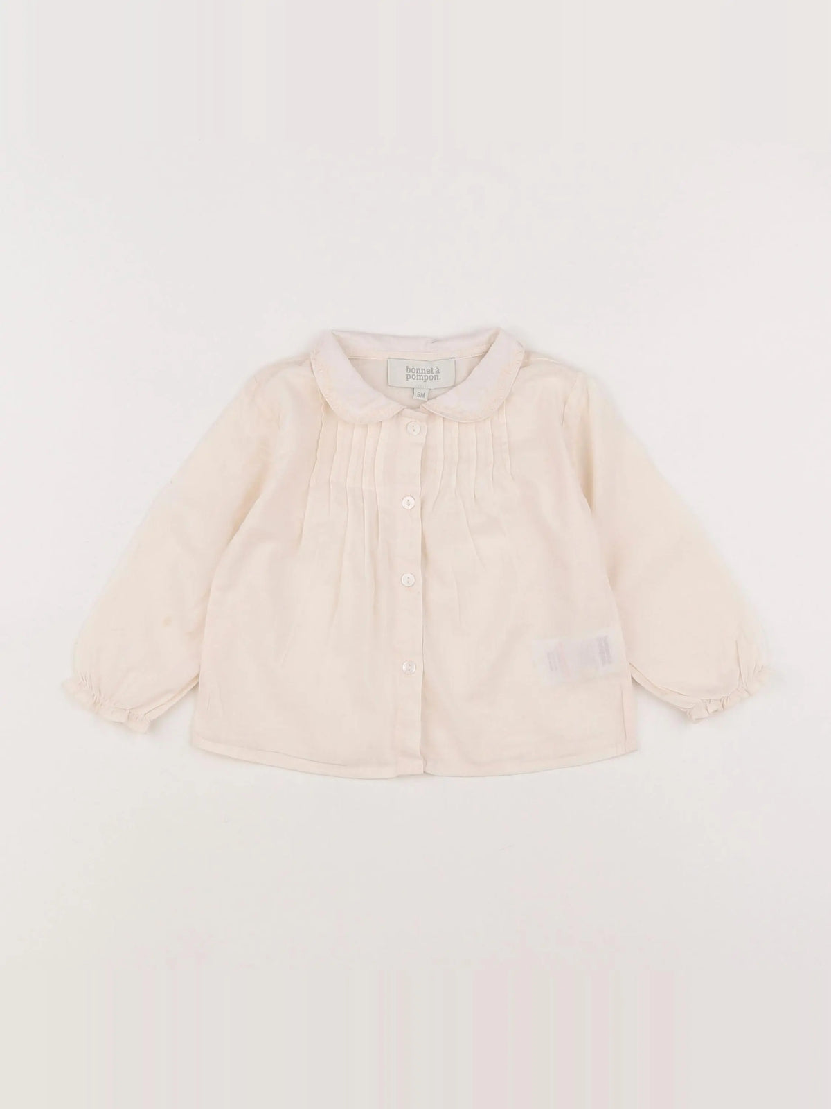 Bonnet à Pompon - blouse rose - 9 mois