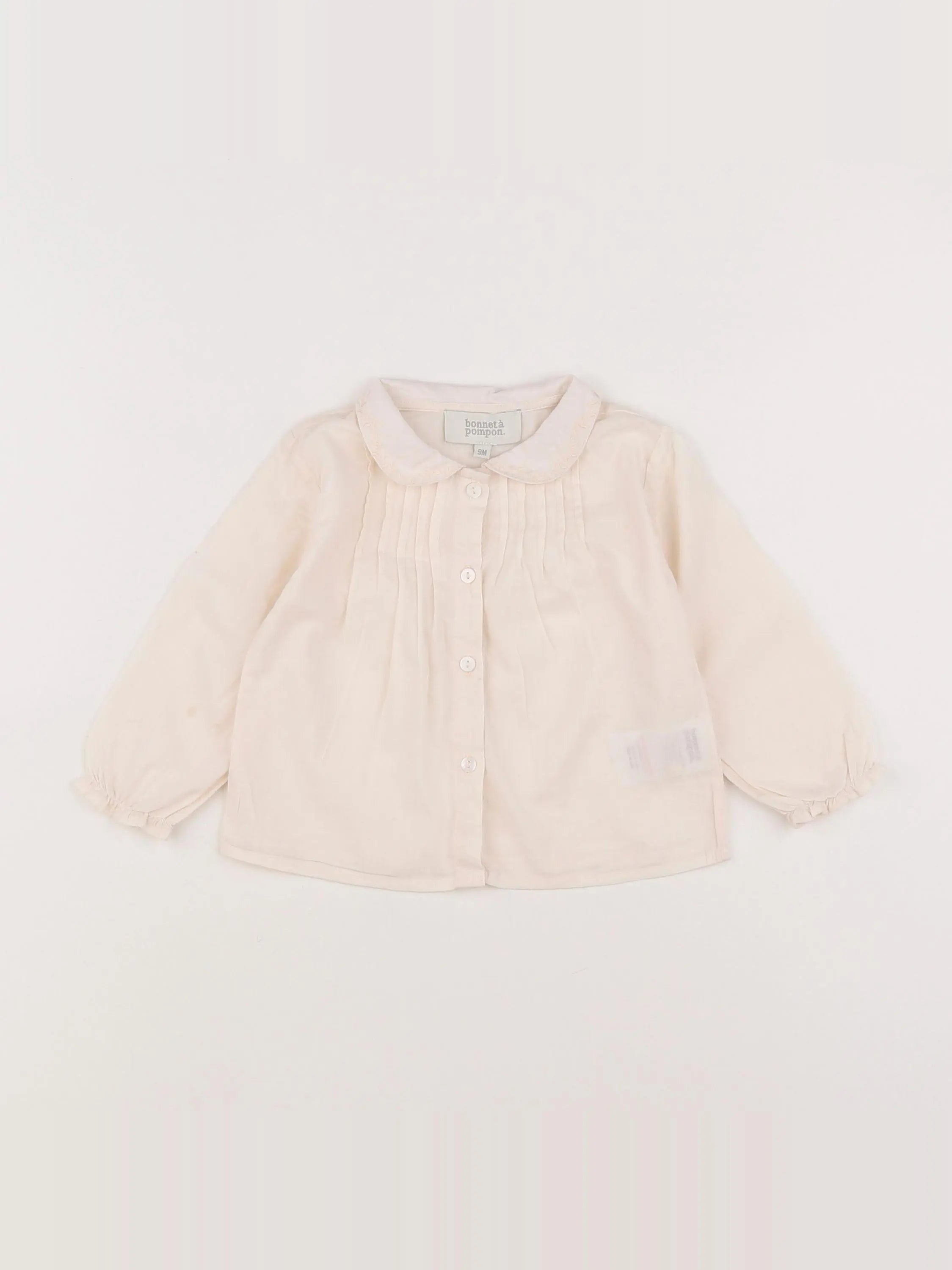 Bonnet à Pompon - blouse rose - 9 mois