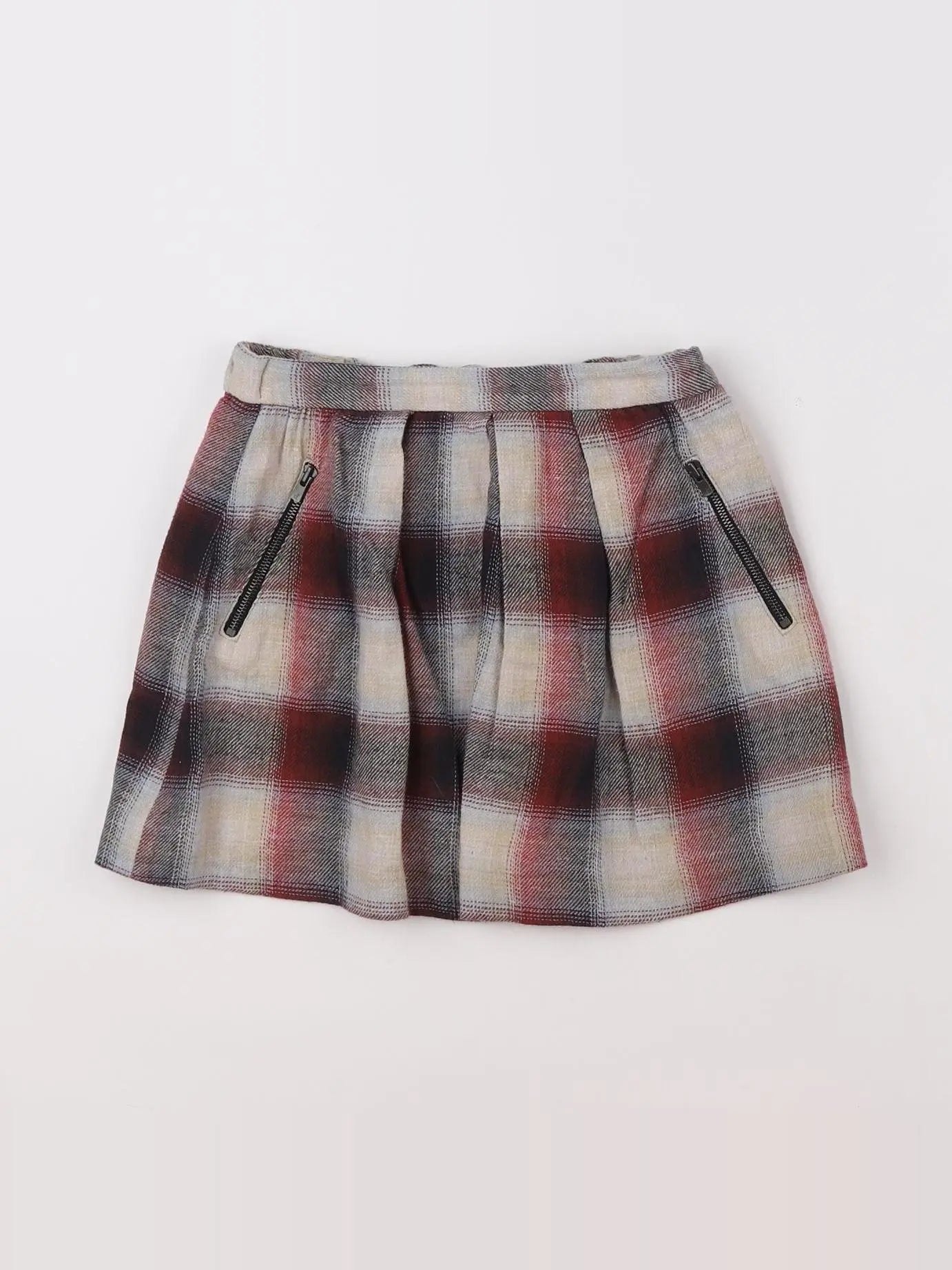Bonpoint - jupe gris, rouge - 8 ans