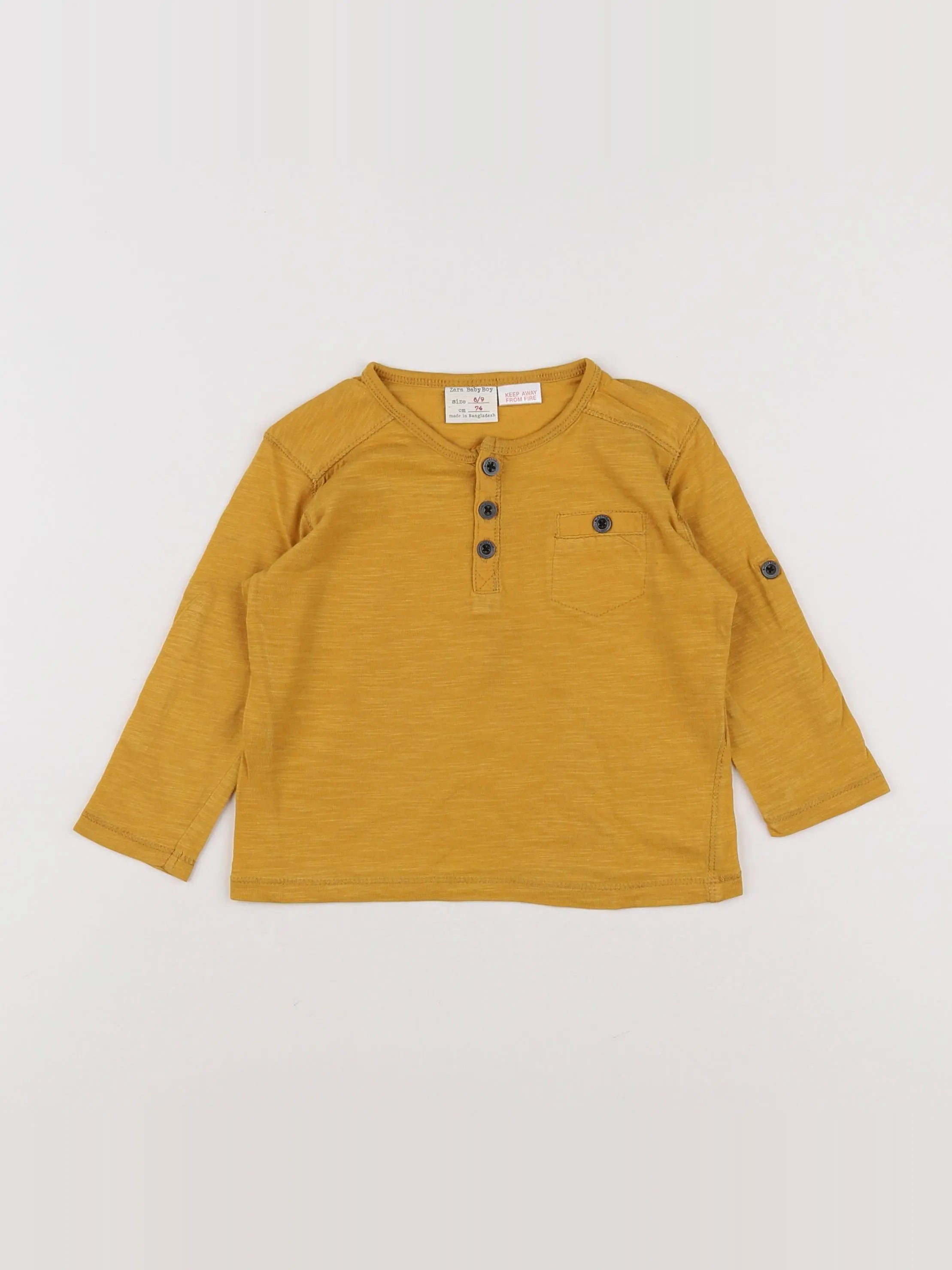 Zara - tee-shirt jaune - 6/9 mois