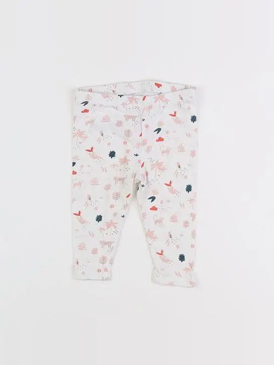 Vertbaudet - legging blanc, rose - 6 mois