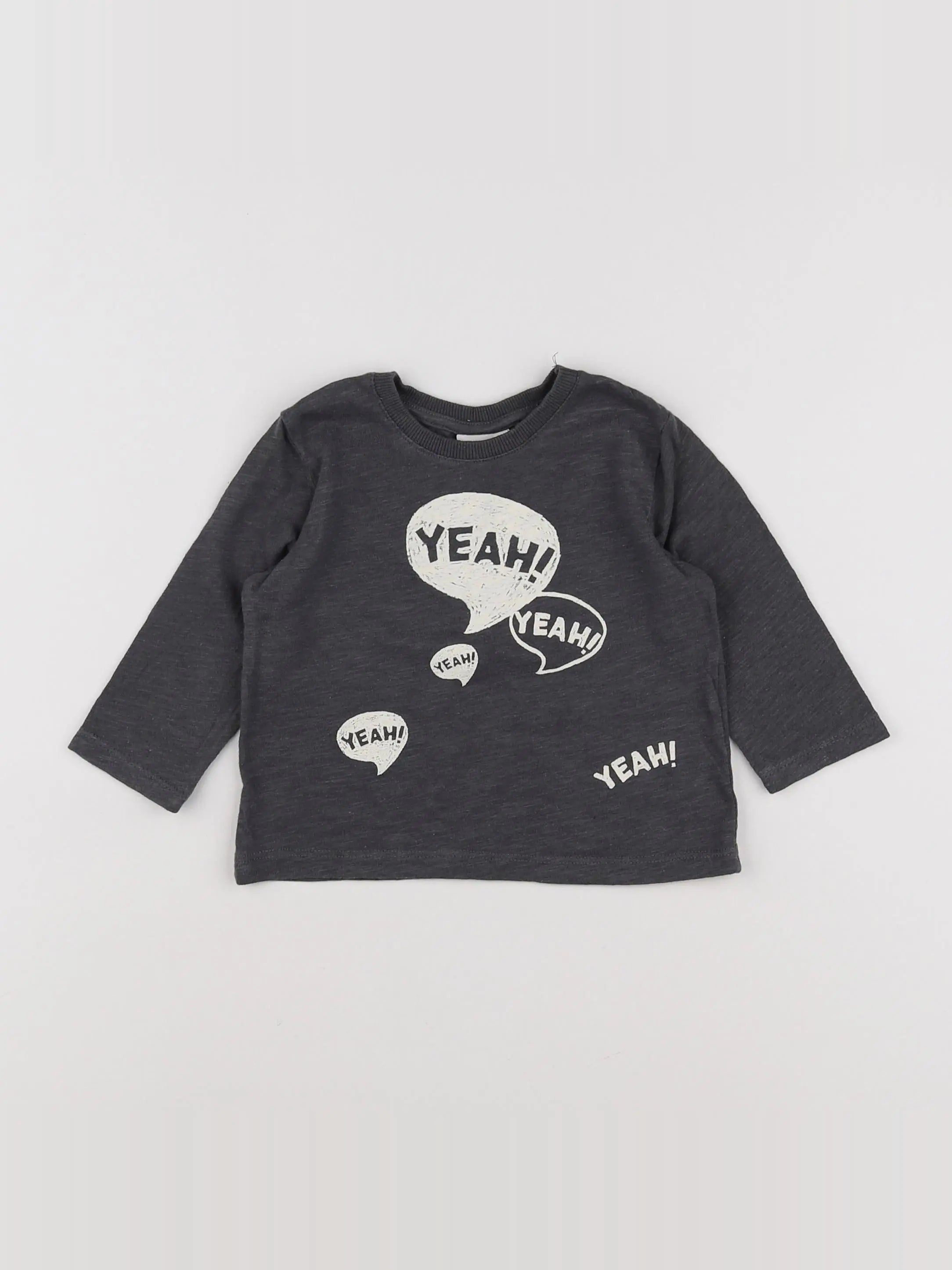 Zara - tee-shirt gris, blanc - 6/9 mois