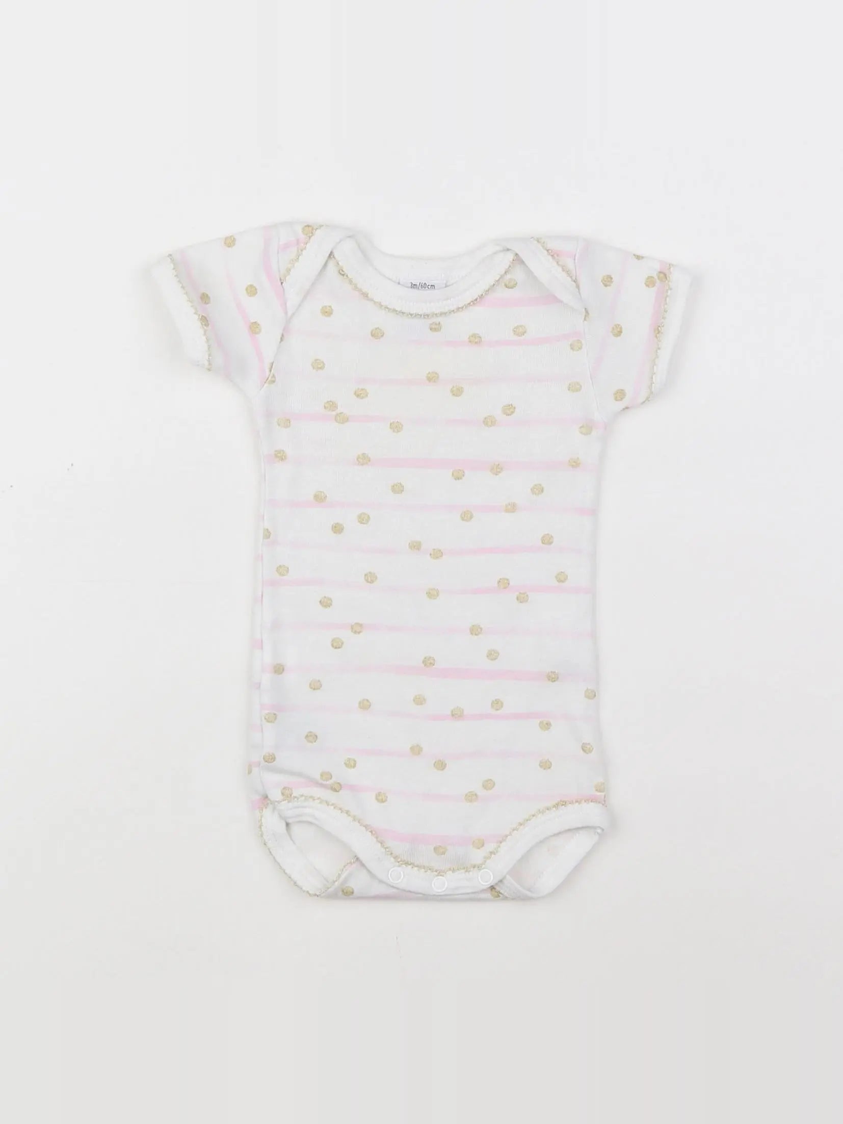 Petit Bateau - body rose, blanc - 3 mois