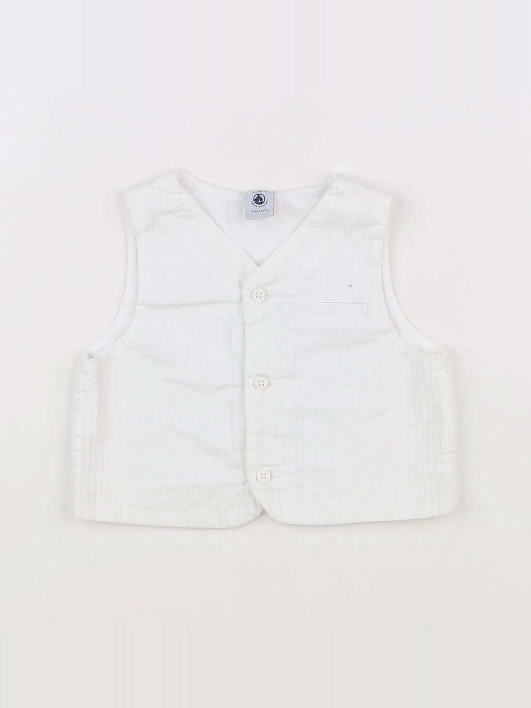 Petit Bateau - gilet blanc - 6 mois