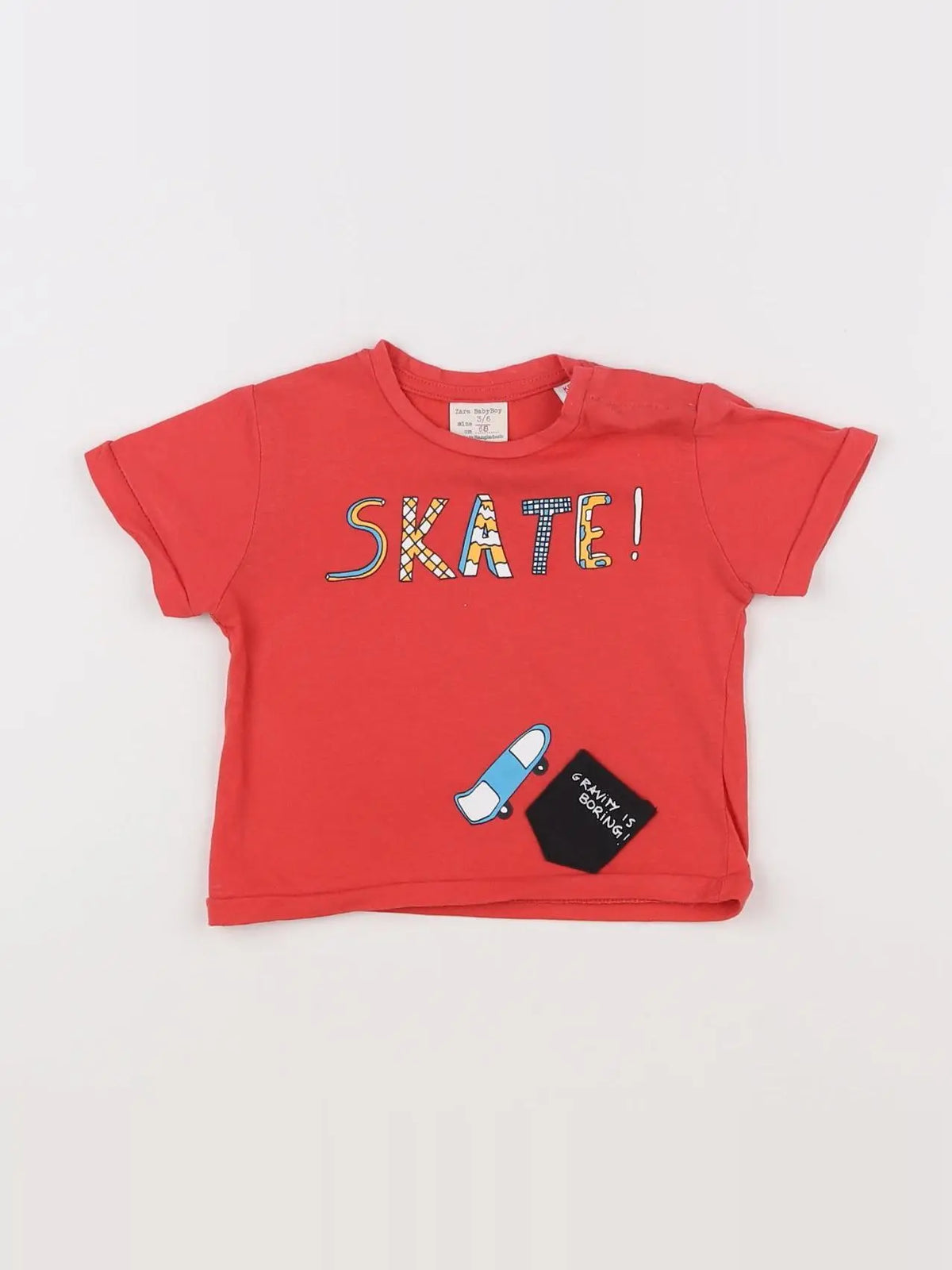 Zara - tee-shirt orange - 3/6 mois