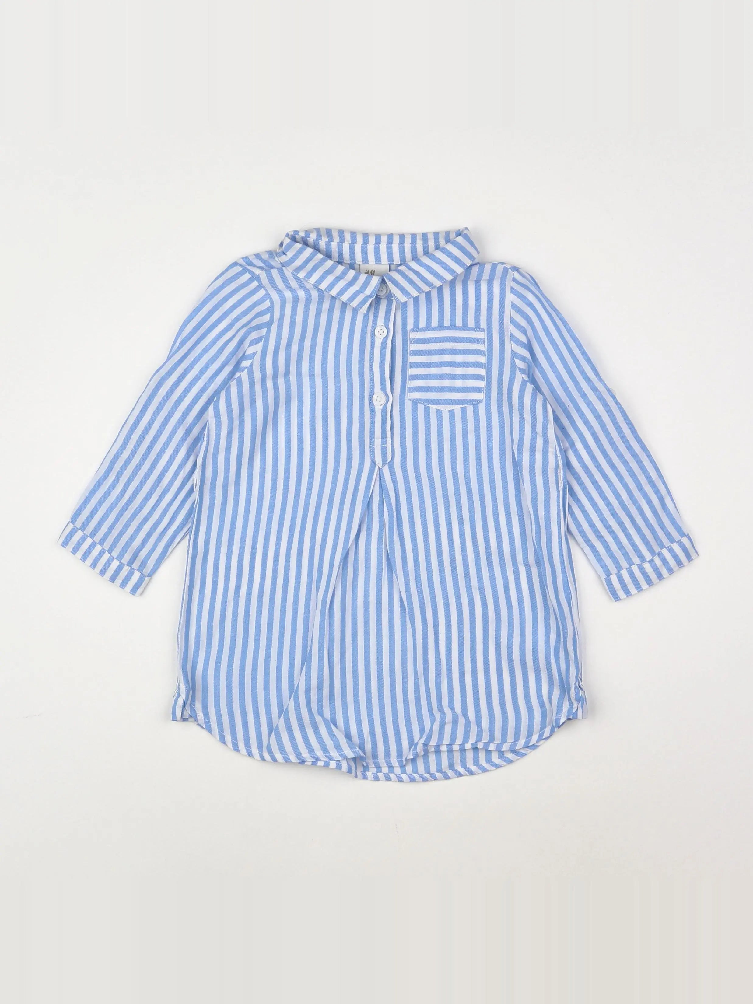 H&M - robe blanc, bleu - 9/12 mois