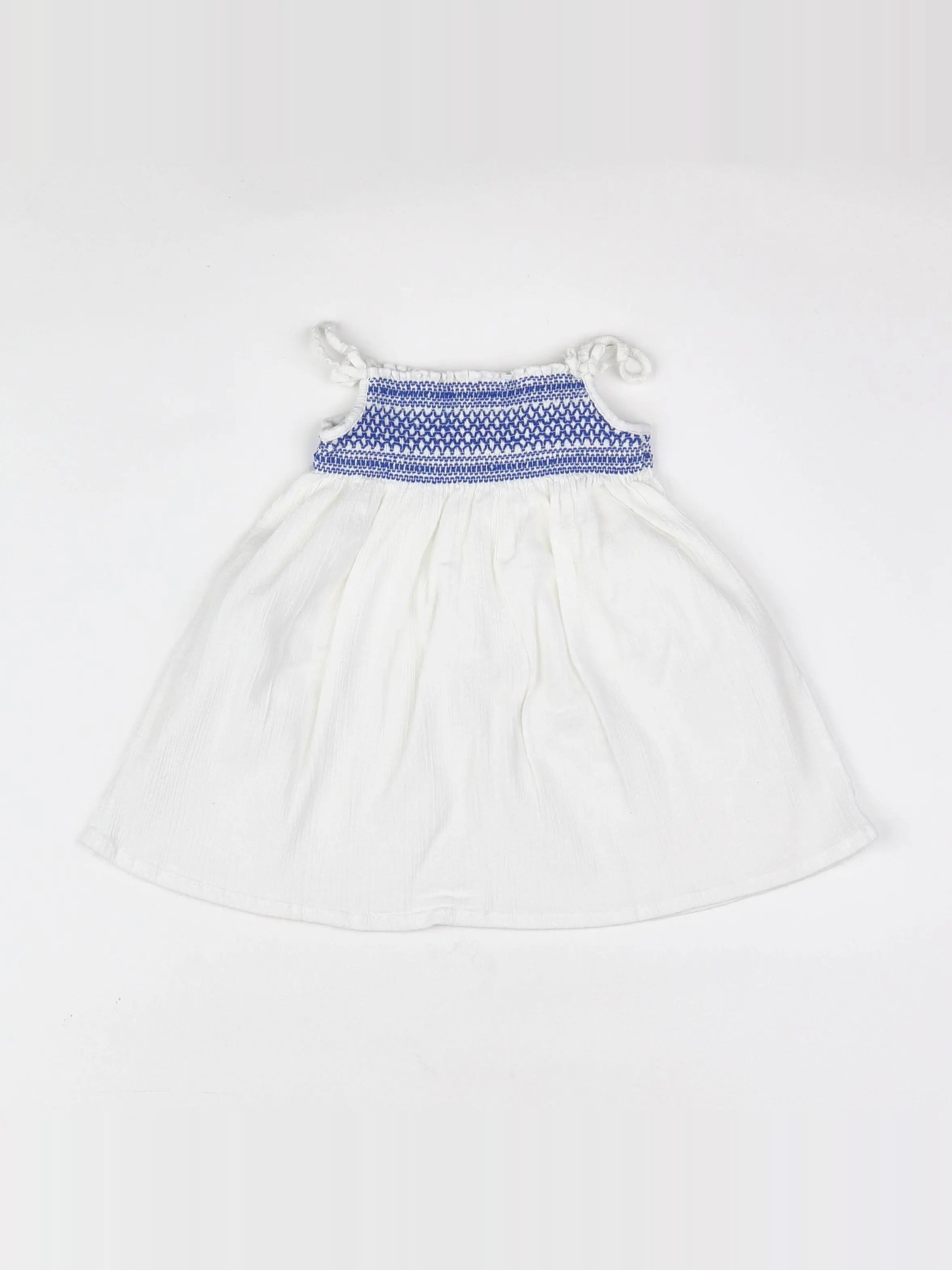 H&M - robe blanc, bleu - 6/9 mois