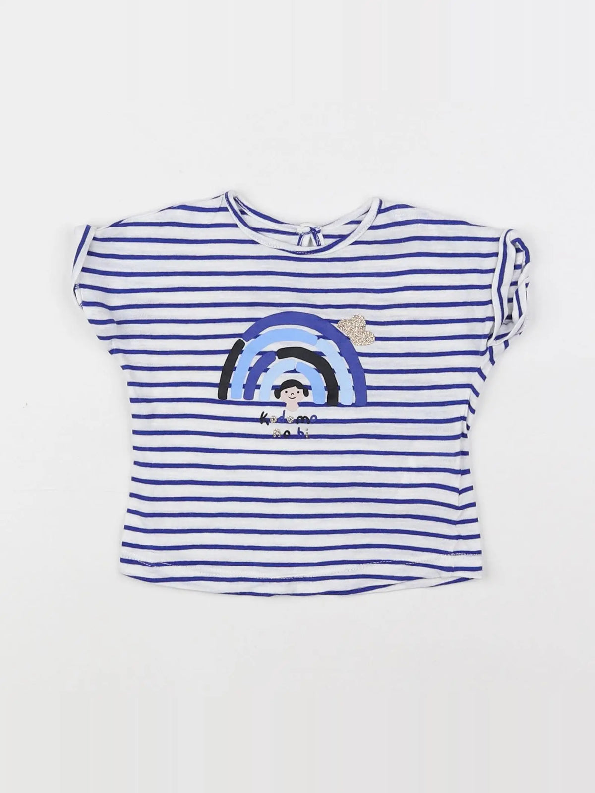 Boutchou - tee-shirt blanc, bleu, or - 6 mois
