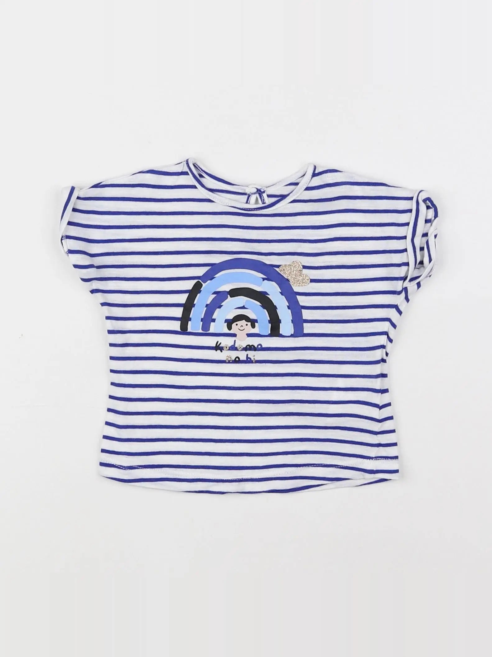 Boutchou - tee-shirt blanc, bleu, or - 6 mois