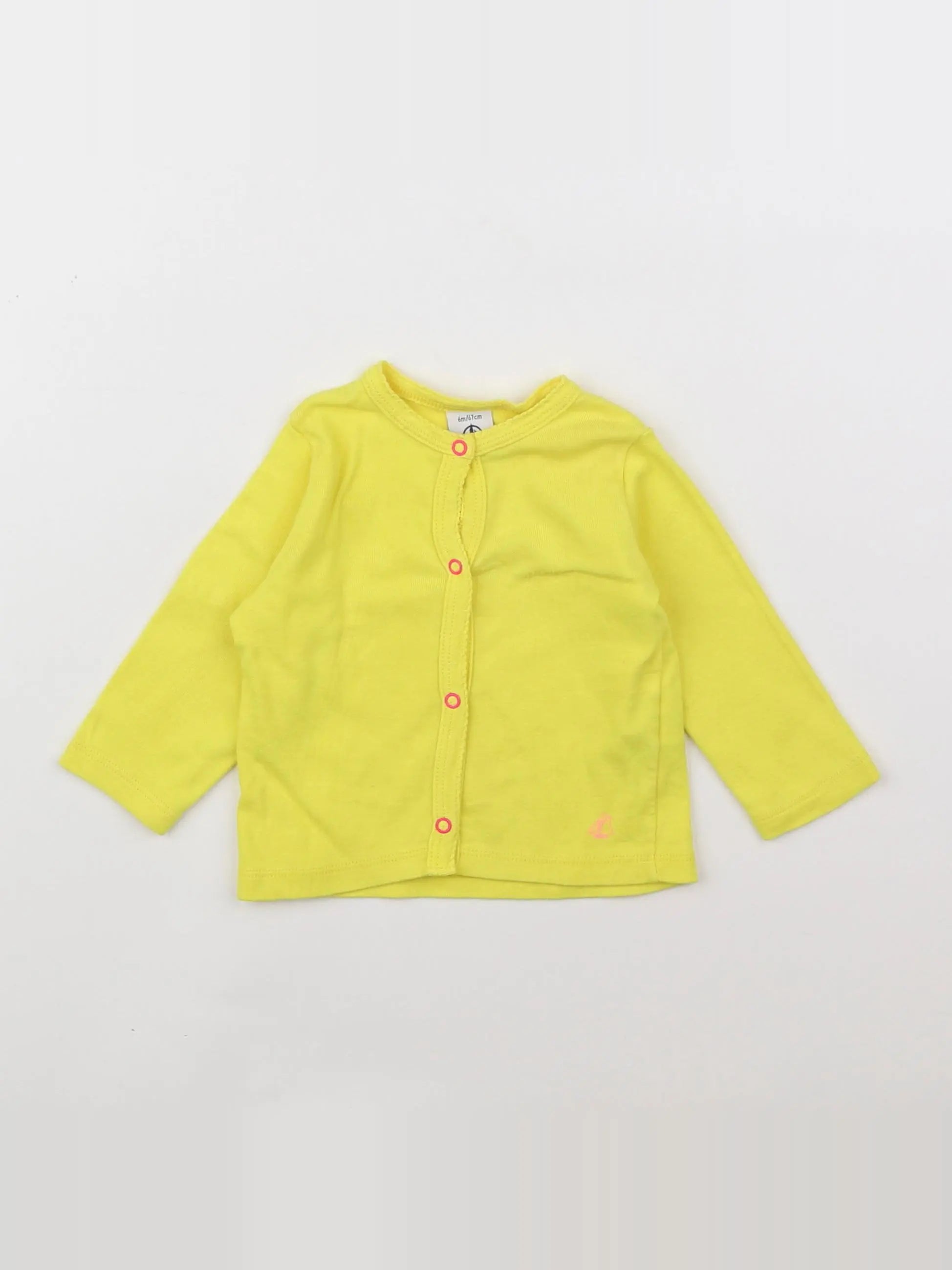 Petit Bateau - tee-shirt jaune fluo - 6 mois
