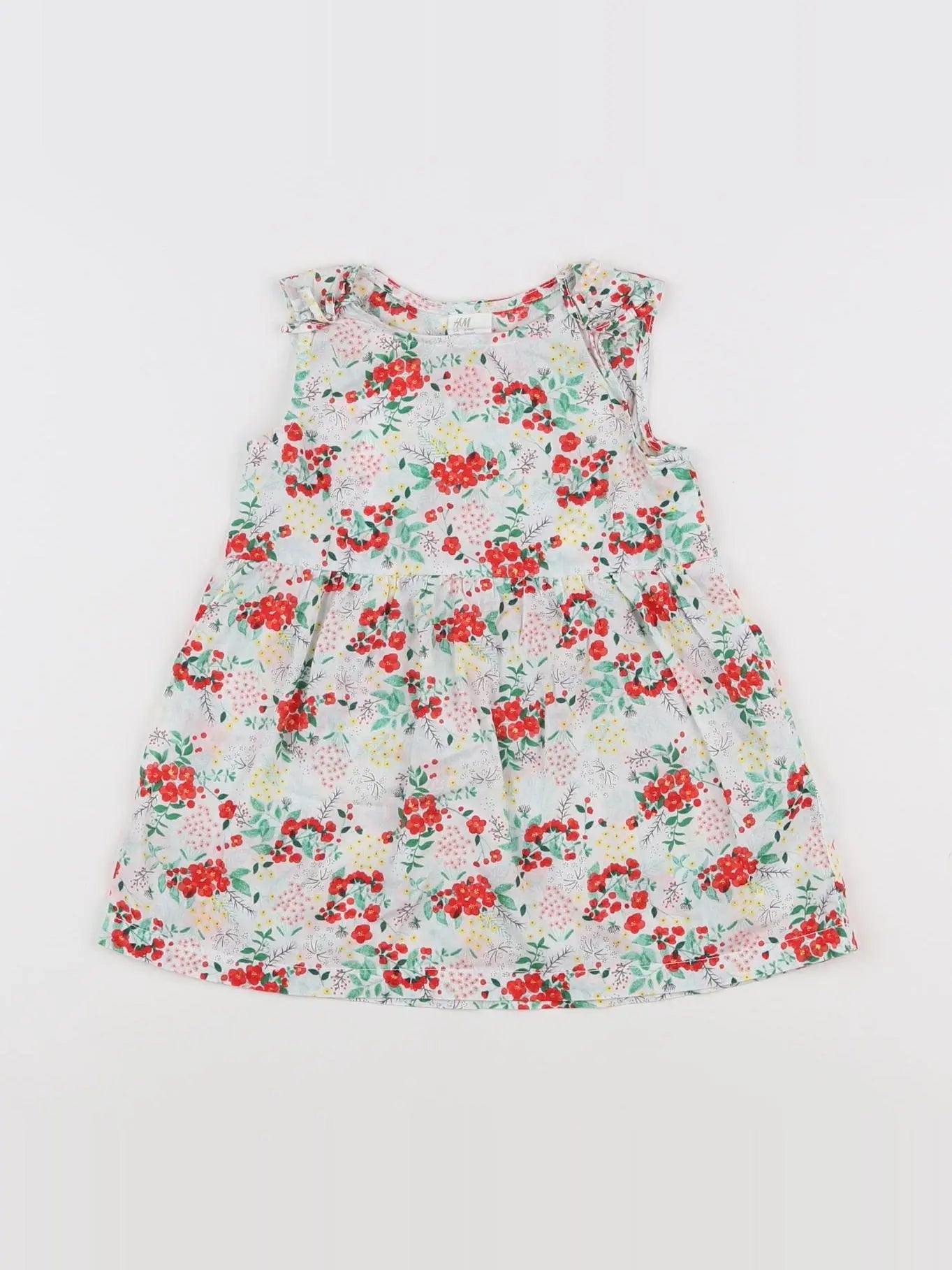 H&M - robe vert, rouge - 6/9 mois