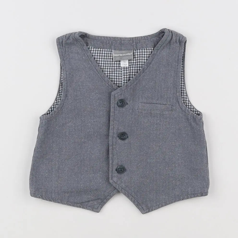 Vertbaudet - gilet bleu - 12 mois