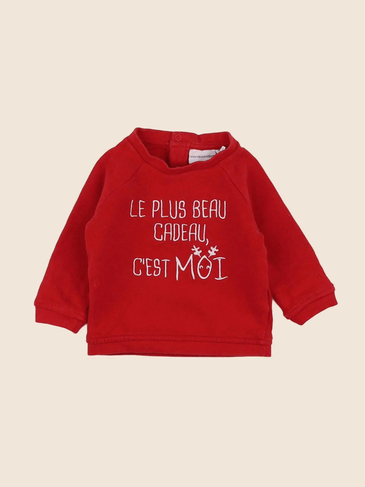 Vertbaudet - sweat rouge - 6 mois